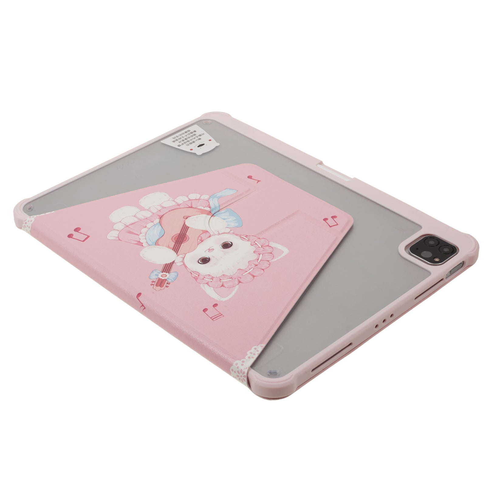 for iPad Air (2020) / (2022) / iPad Pro 11-inch (2018) / (2020) / (2021) / (2022) Tablet Case Printed PU Leather Cover with Pencil Holder - Guitar Cat