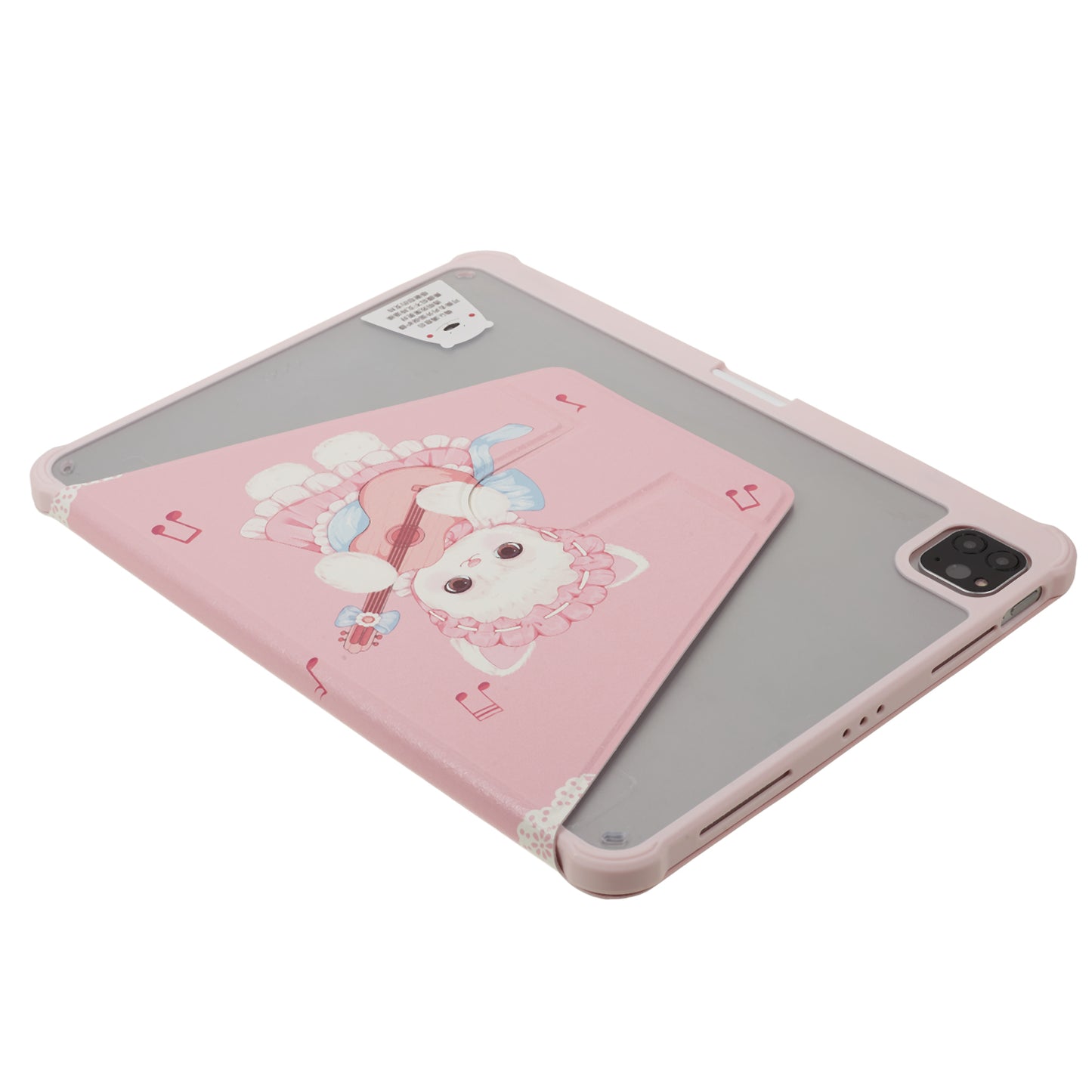 for iPad Air (2020) / (2022) / iPad Pro 11-inch (2018) / (2020) / (2021) / (2022) Tablet Case Printed PU Leather Cover with Pencil Holder - Guitar Cat