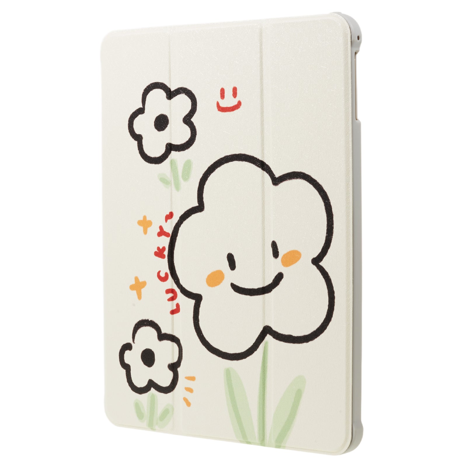 Uniqkart for iPad 9.7-inch (2017) / (2018) / iPad Pro 9.7 inch (2016) Printed Case PU Leather Tablet Cover with Pencil Slot - Smile Flower