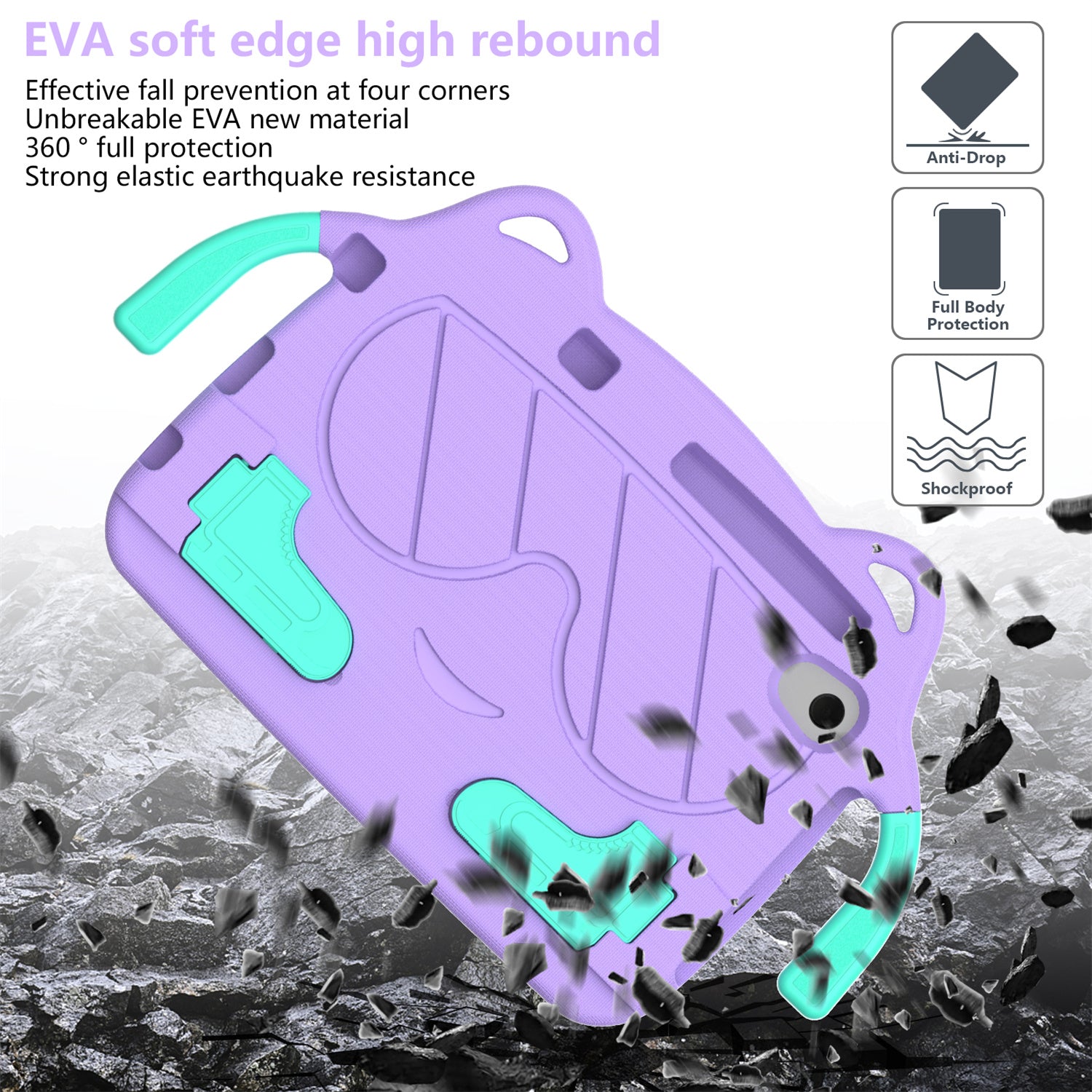 for Samsung Galaxy Tab A 8.4 (2020) / Lenovo Tab M8 Gen 4 / Tab M8 (3rd Gen) / M8 / Huawei MatePad T8 / M5 Lite 8 / TCL Tab 8 4G / Tab 8 LE Kickstand EVA+PC Case - Purple