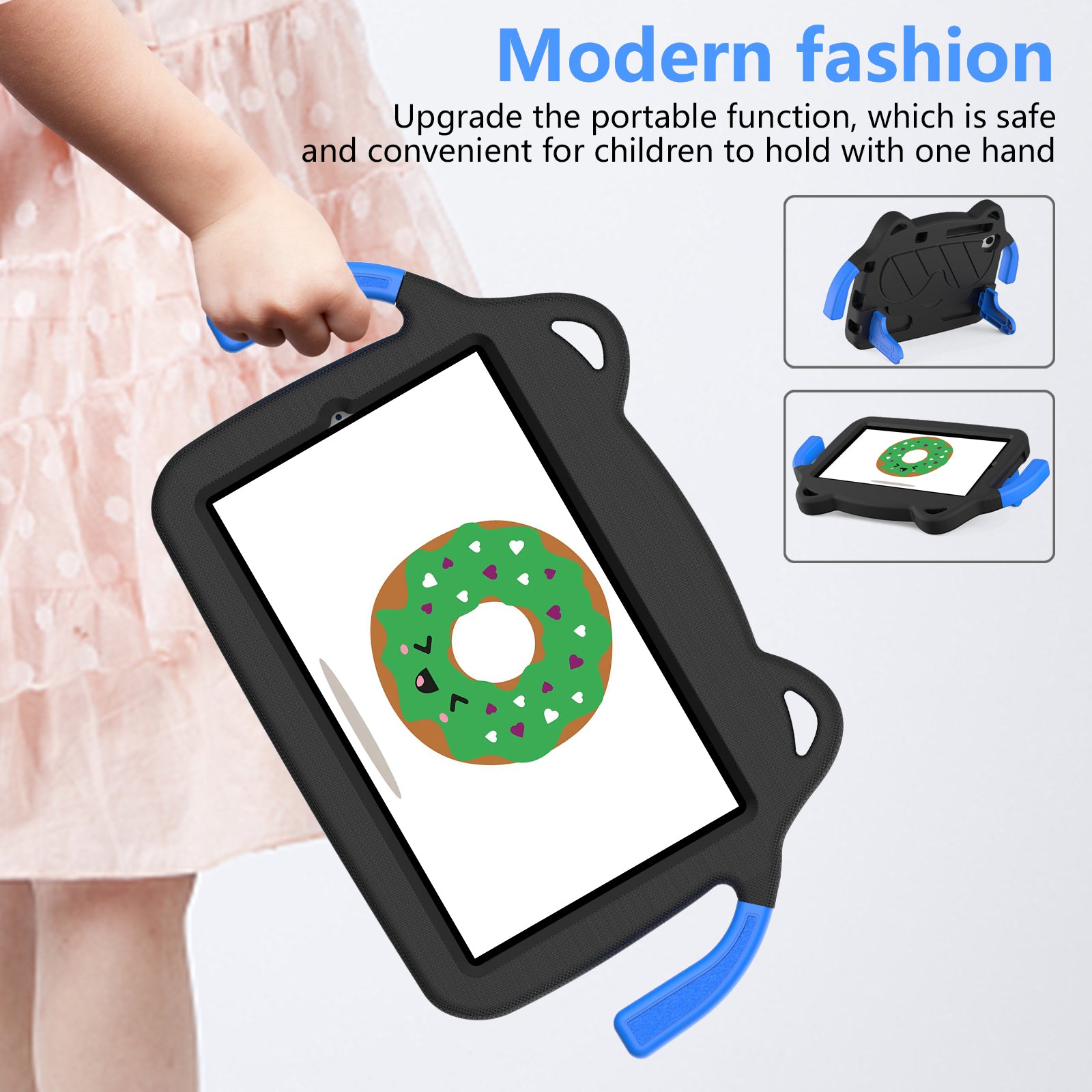 for Samsung Galaxy Tab A 8.4 (2020) / Lenovo Tab M8 Gen 4 / Tab M8 (3rd Gen) / M8 / Huawei MatePad T8 / M5 Lite 8 / TCL Tab 8 4G / Tab 8 LE Kickstand EVA+PC Case - Black