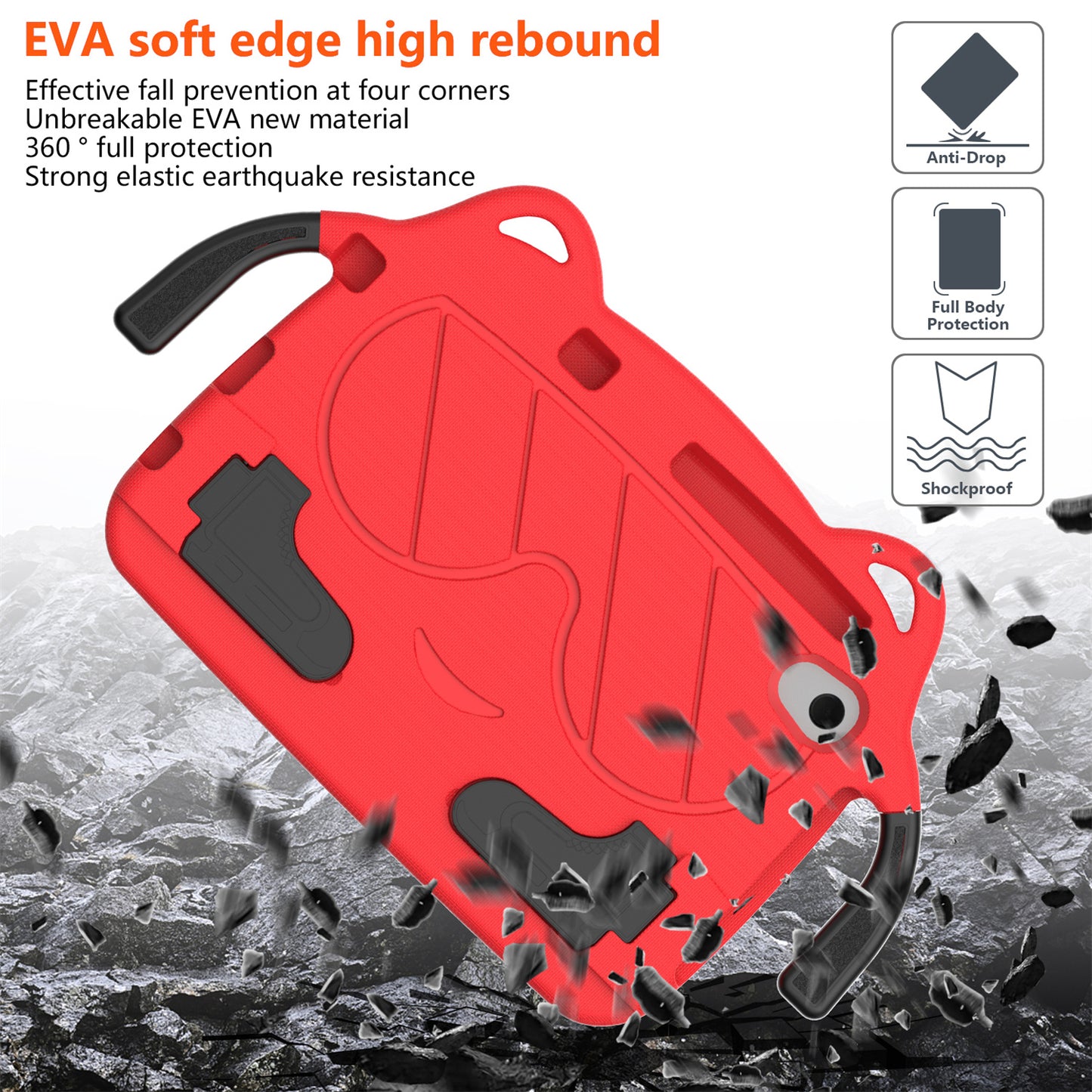 for Samsung Galaxy Tab A 8.4 (2020) / Lenovo Tab M8 Gen 4 / Tab M8 (3rd Gen) / M8 / Huawei MatePad T8 / M5 Lite 8 / TCL Tab 8 4G / Tab 8 LE Kickstand EVA+PC Case - Red