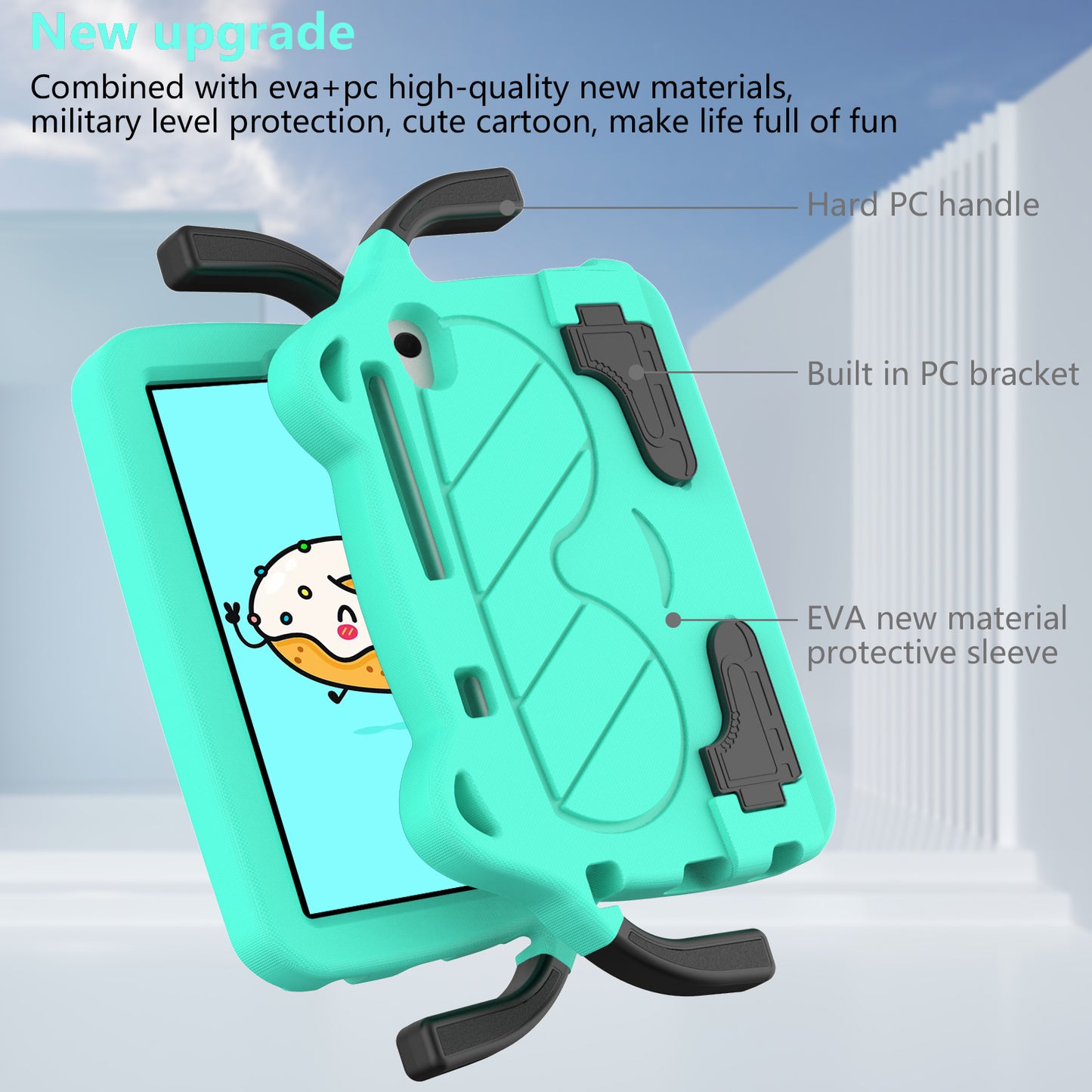 for Samsung Galaxy Tab A 8.4 (2020) / Lenovo Tab M8 Gen 4 / Tab M8 (3rd Gen) / M8 / Huawei MatePad T8 / M5 Lite 8 / TCL Tab 8 4G / Tab 8 LE Kickstand EVA+PC Case - Green