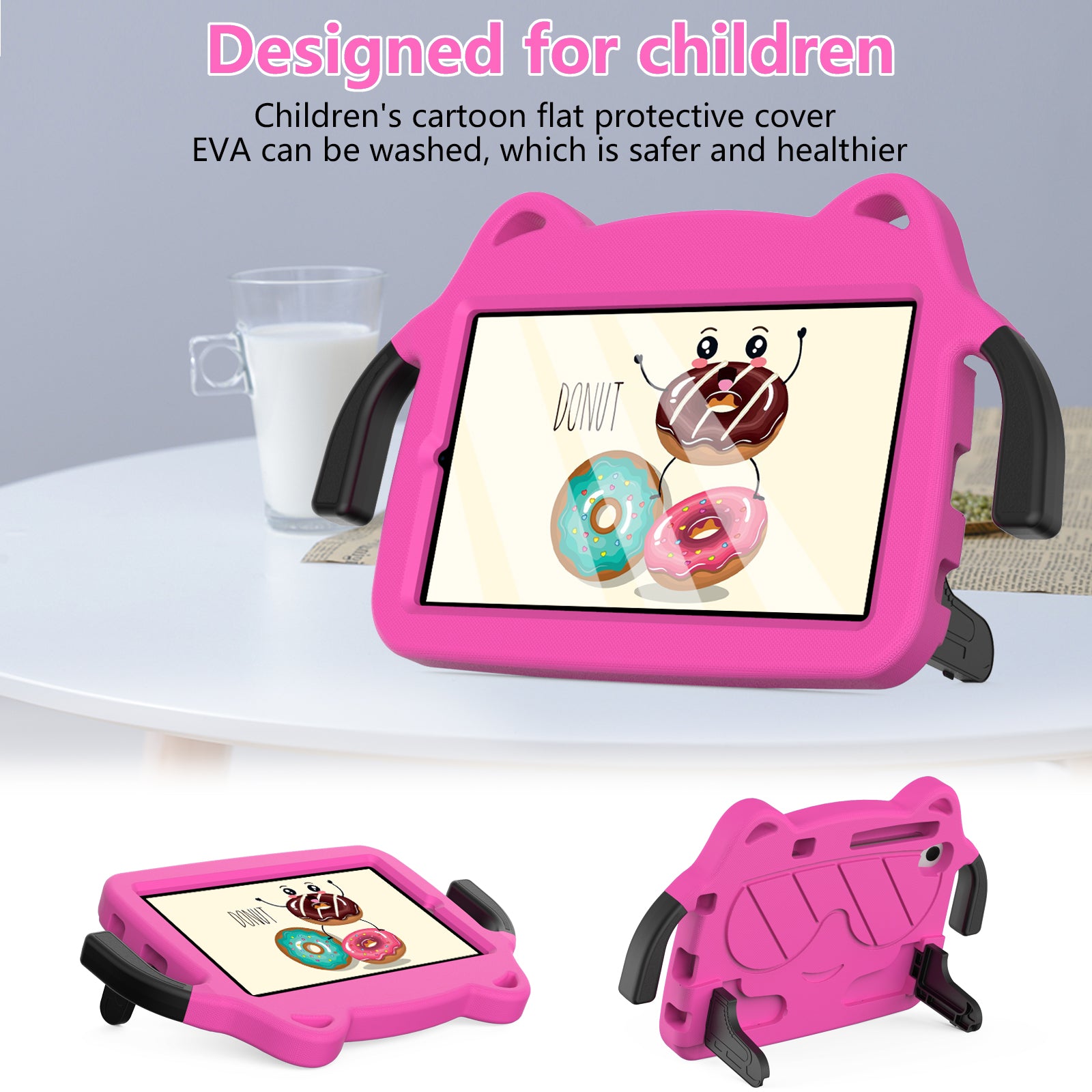 for Samsung Galaxy Tab A 8.4 (2020) / Lenovo Tab M8 Gen 4 / Tab M8 (3rd Gen) / M8 / Huawei MatePad T8 / M5 Lite 8 / TCL Tab 8 4G / Tab 8 LE Kickstand EVA+PC Case - Rose