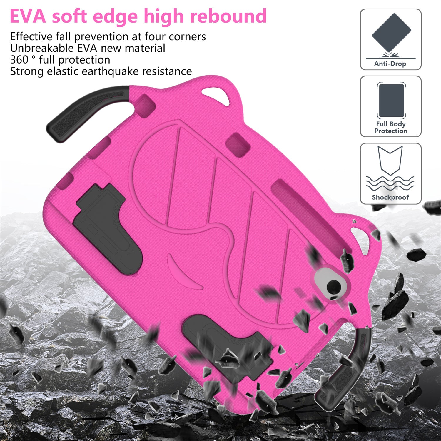 for Samsung Galaxy Tab A 8.4 (2020) / Lenovo Tab M8 Gen 4 / Tab M8 (3rd Gen) / M8 / Huawei MatePad T8 / M5 Lite 8 / TCL Tab 8 4G / Tab 8 LE Kickstand EVA+PC Case - Rose