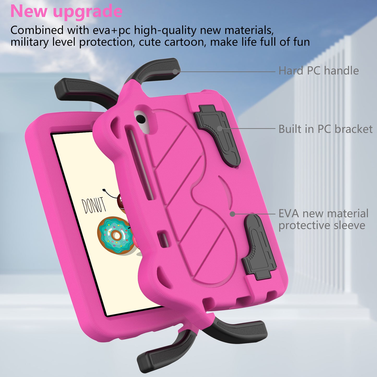 for Samsung Galaxy Tab A 8.4 (2020) / Lenovo Tab M8 Gen 4 / Tab M8 (3rd Gen) / M8 / Huawei MatePad T8 / M5 Lite 8 / TCL Tab 8 4G / Tab 8 LE Kickstand EVA+PC Case - Rose