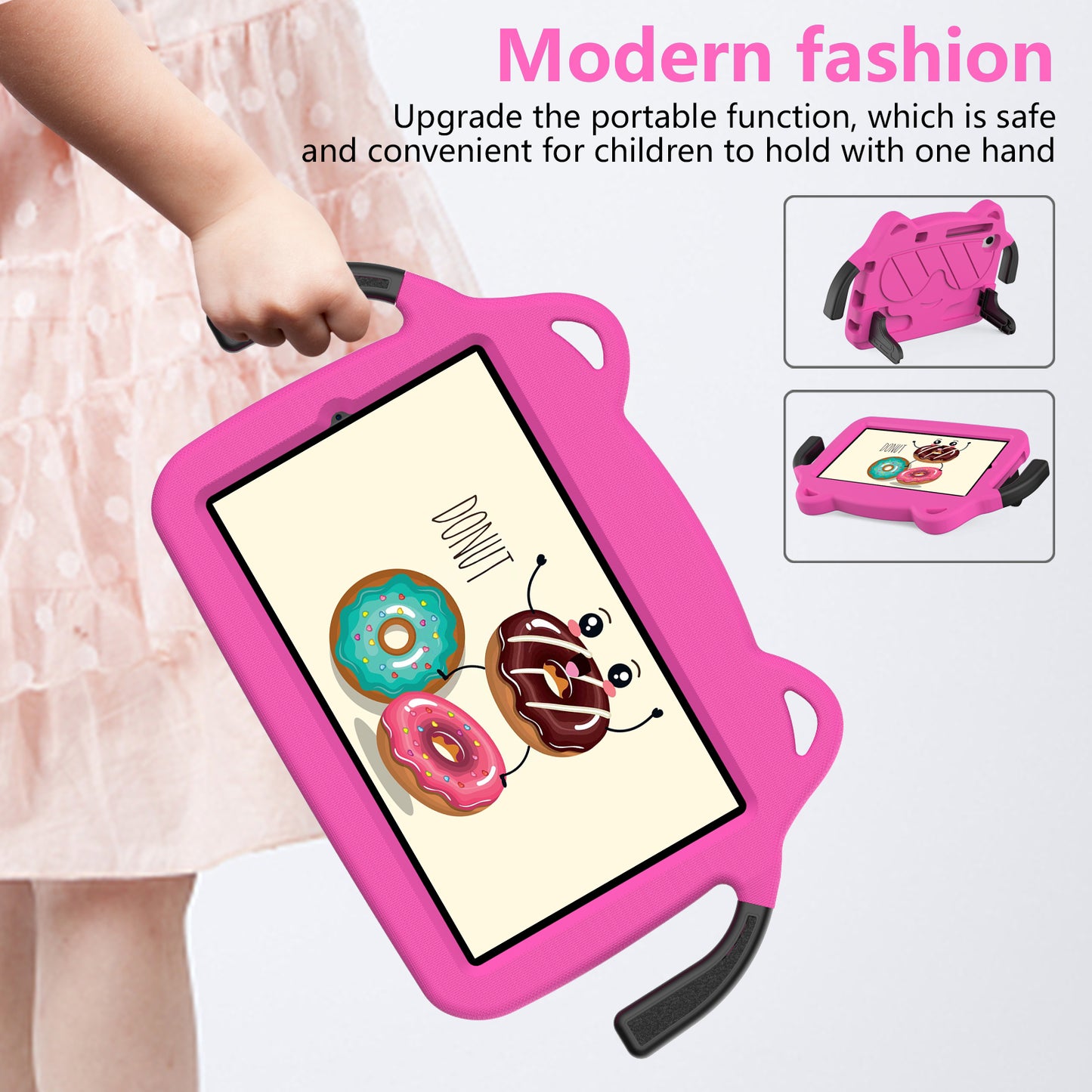 for Samsung Galaxy Tab A 8.4 (2020) / Lenovo Tab M8 Gen 4 / Tab M8 (3rd Gen) / M8 / Huawei MatePad T8 / M5 Lite 8 / TCL Tab 8 4G / Tab 8 LE Kickstand EVA+PC Case - Rose