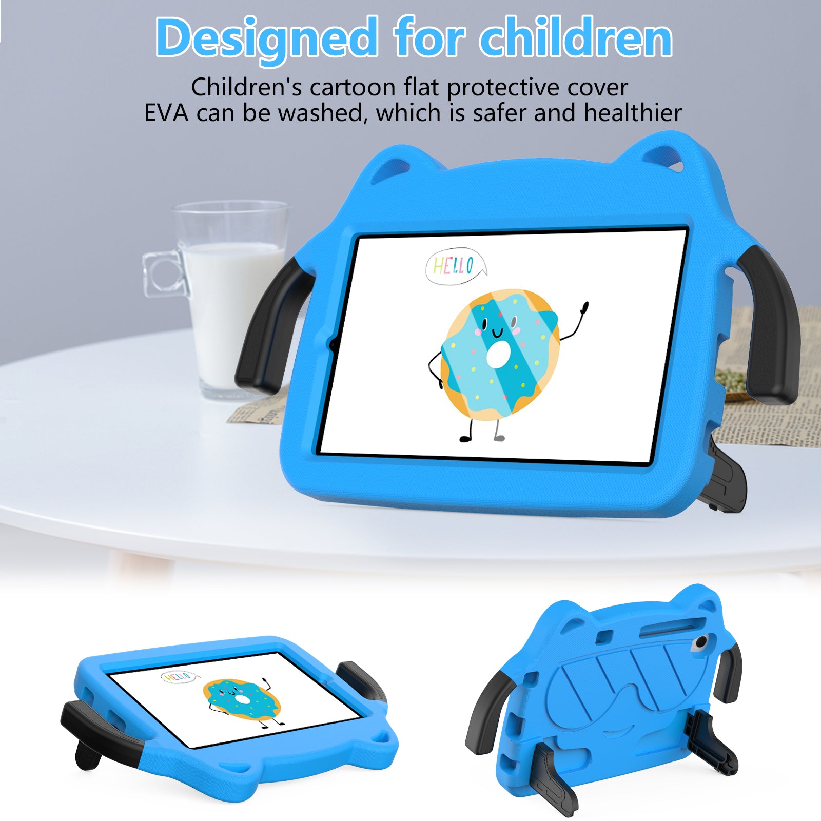 for Samsung Galaxy Tab A 8.4 (2020) / Lenovo Tab M8 Gen 4 / Tab M8 (3rd Gen) / M8 / Huawei MatePad T8 / M5 Lite 8 / TCL Tab 8 4G / Tab 8 LE Kickstand EVA+PC Case - Blue