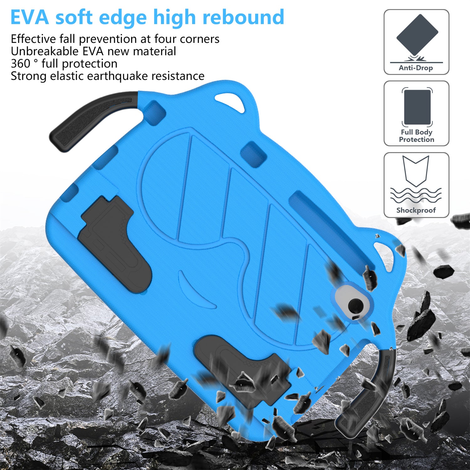 for Samsung Galaxy Tab A 8.4 (2020) / Lenovo Tab M8 Gen 4 / Tab M8 (3rd Gen) / M8 / Huawei MatePad T8 / M5 Lite 8 / TCL Tab 8 4G / Tab 8 LE Kickstand EVA+PC Case - Blue