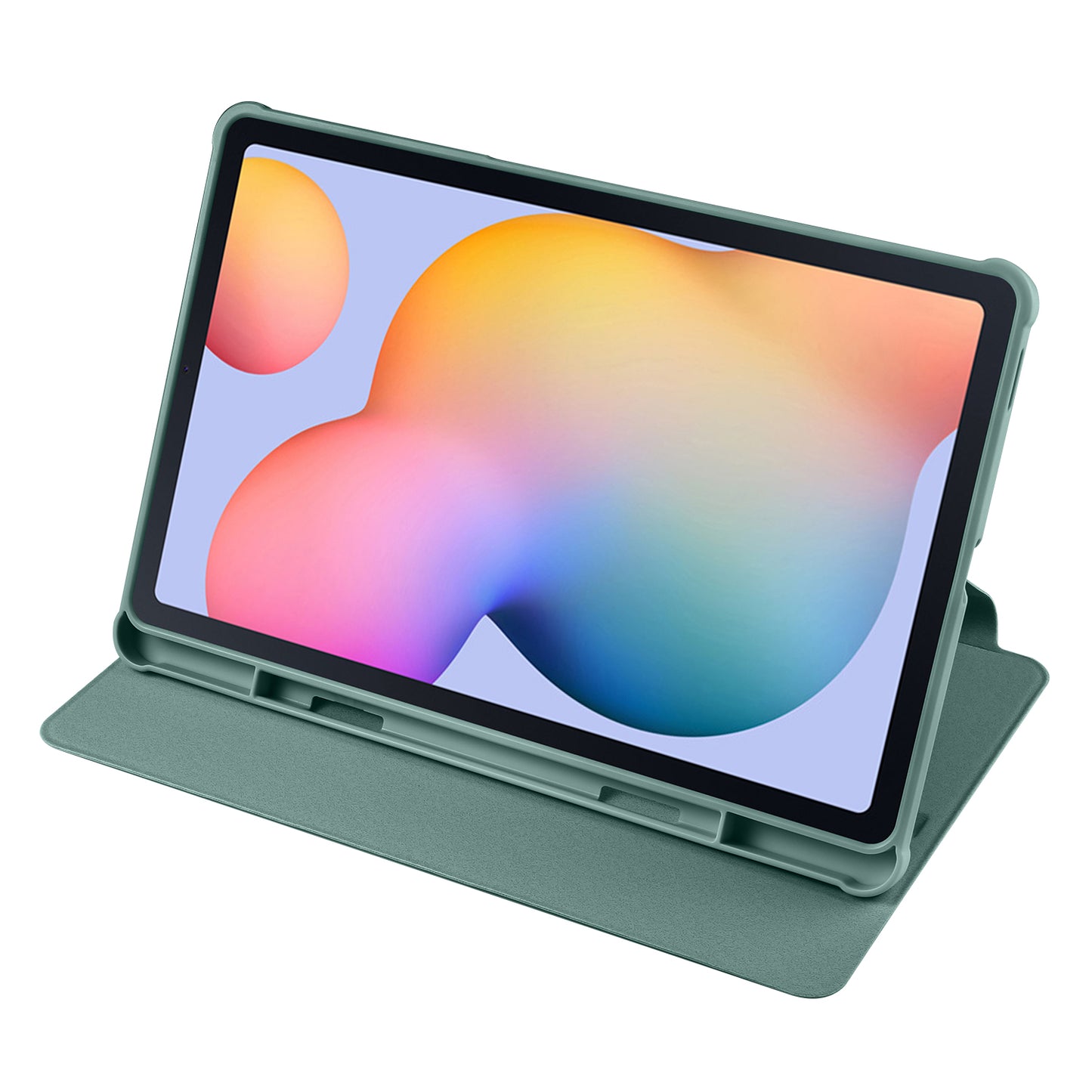 Uniqkart for Samsung Galaxy Tab S6 Lite / S6 Lite (2022) Anti-Drop Tablet Case 360-Degree Rotating Stand PU Leather Acrylic Cover - Blackish Green
