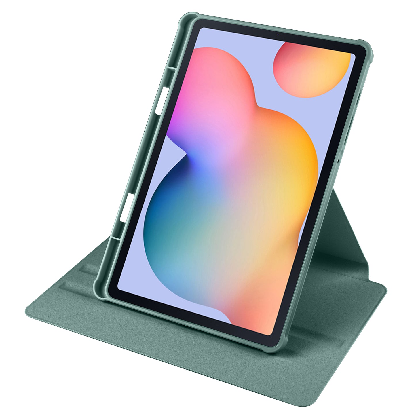 Uniqkart for Samsung Galaxy Tab S6 Lite / S6 Lite (2022) Anti-Drop Tablet Case 360-Degree Rotating Stand PU Leather Acrylic Cover - Blackish Green