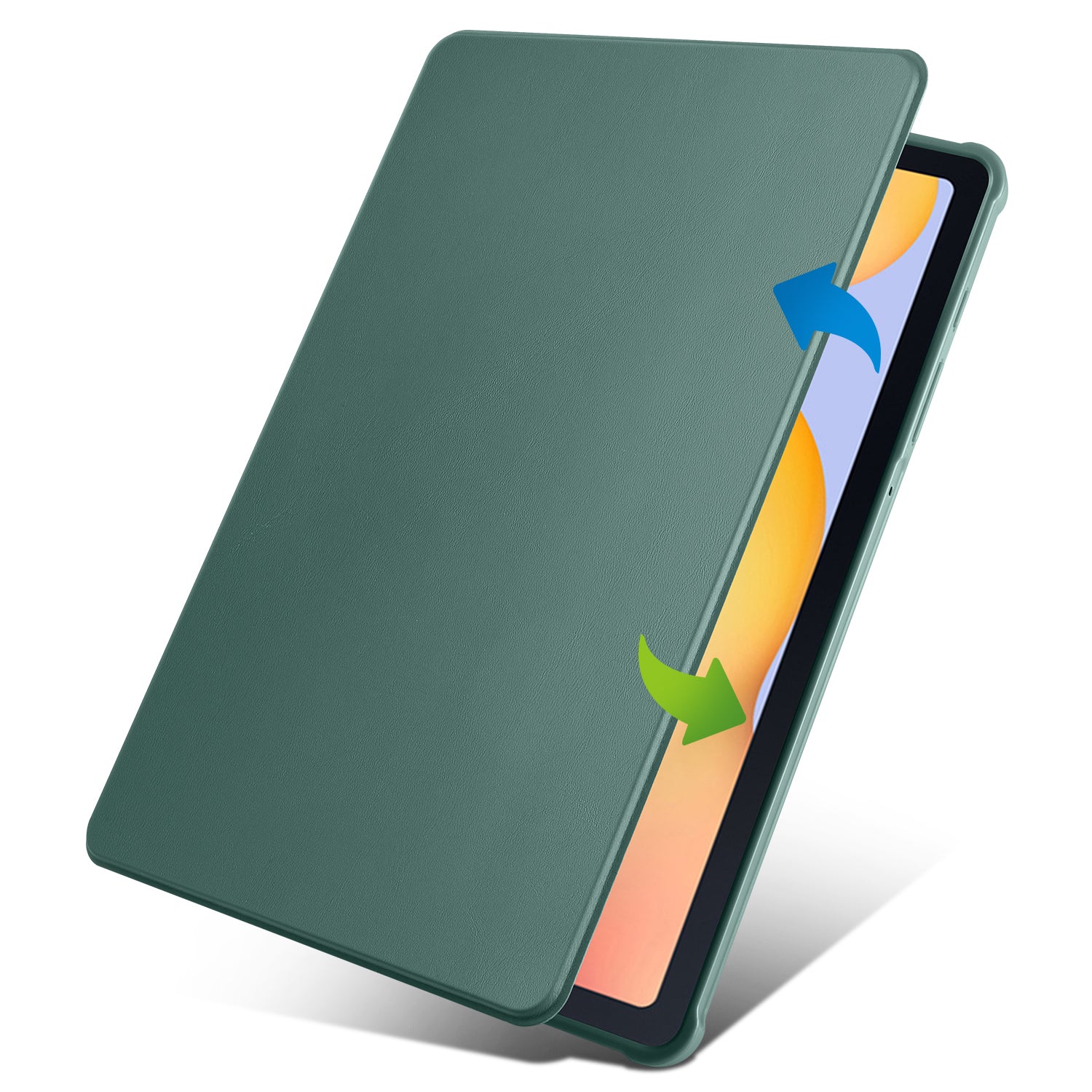 Uniqkart for Samsung Galaxy Tab S6 Lite / S6 Lite (2022) Anti-Drop Tablet Case 360-Degree Rotating Stand PU Leather Acrylic Cover - Blackish Green