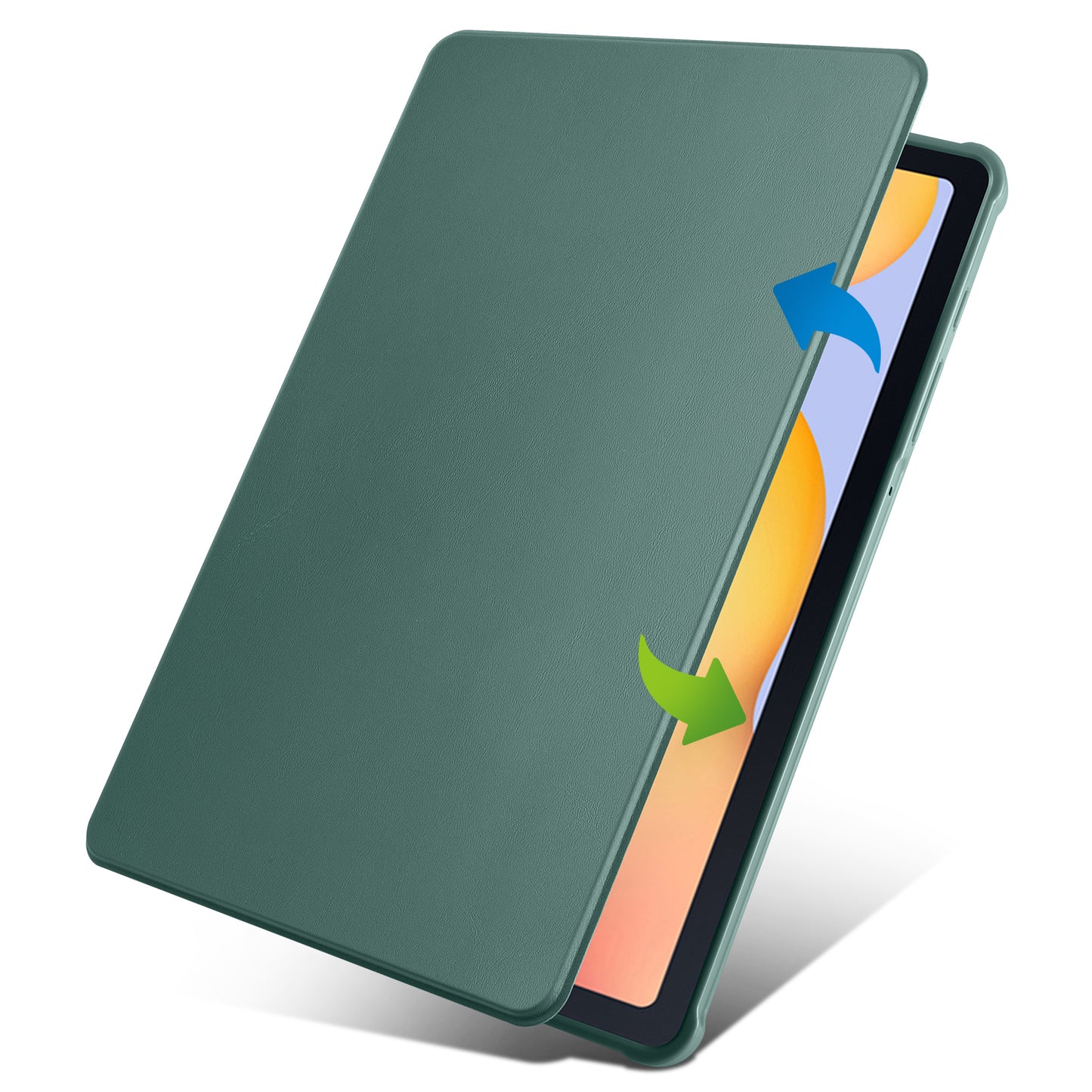 Uniqkart for Samsung Galaxy Tab S6 Lite / S6 Lite (2022) Anti-Drop Tablet Case 360-Degree Rotating Stand PU Leather Acrylic Cover - Blackish Green