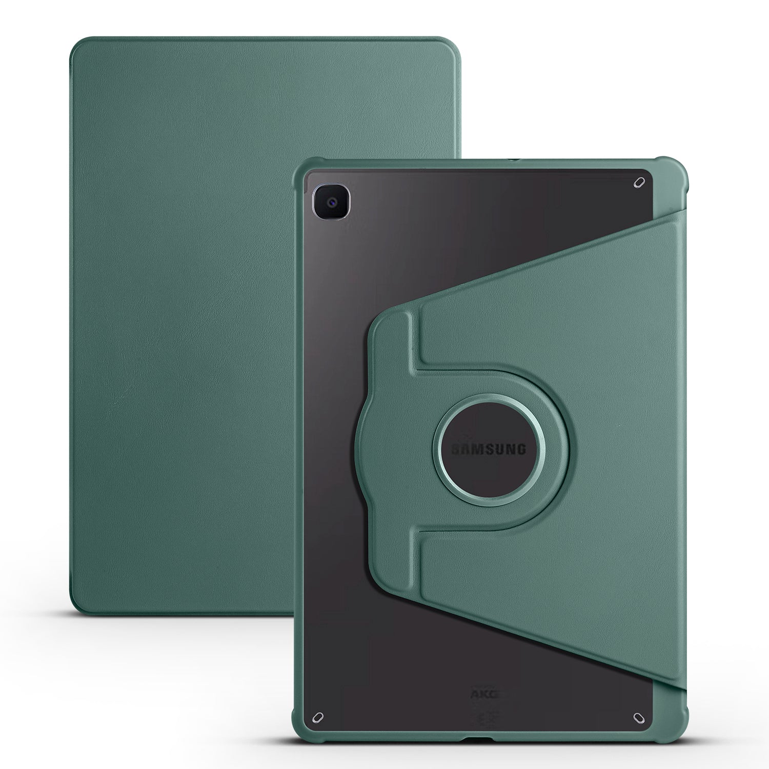 Uniqkart for Samsung Galaxy Tab S6 Lite / S6 Lite (2022) Anti-Drop Tablet Case 360-Degree Rotating Stand PU Leather Acrylic Cover - Blackish Green
