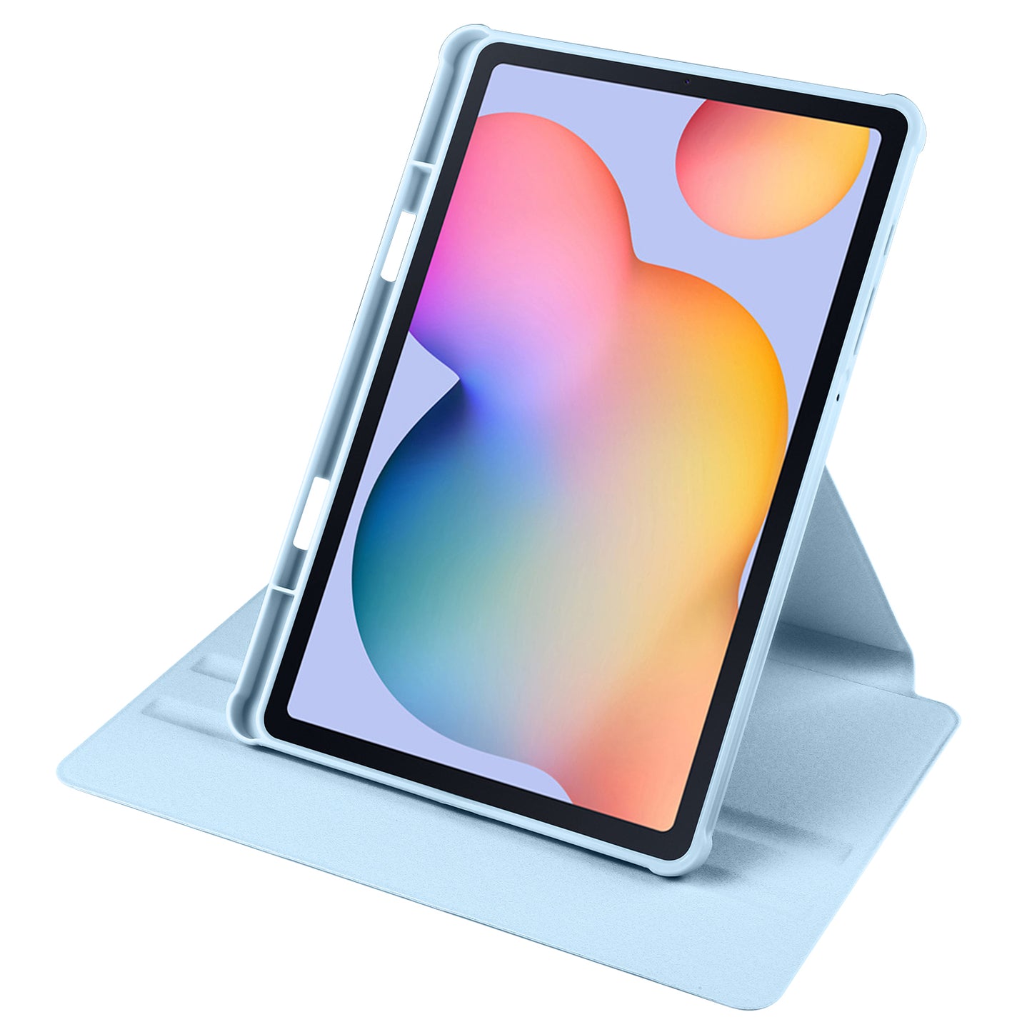 Uniqkart for Samsung Galaxy Tab S6 Lite / S6 Lite (2022) Anti-Drop Tablet Case 360-Degree Rotating Stand PU Leather Acrylic Cover - Baby Blue