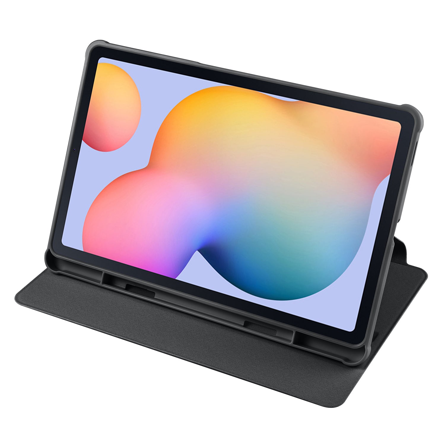 Uniqkart for Samsung Galaxy Tab S6 Lite / S6 Lite (2022) Anti-Drop Tablet Case 360-Degree Rotating Stand PU Leather Acrylic Cover - Black