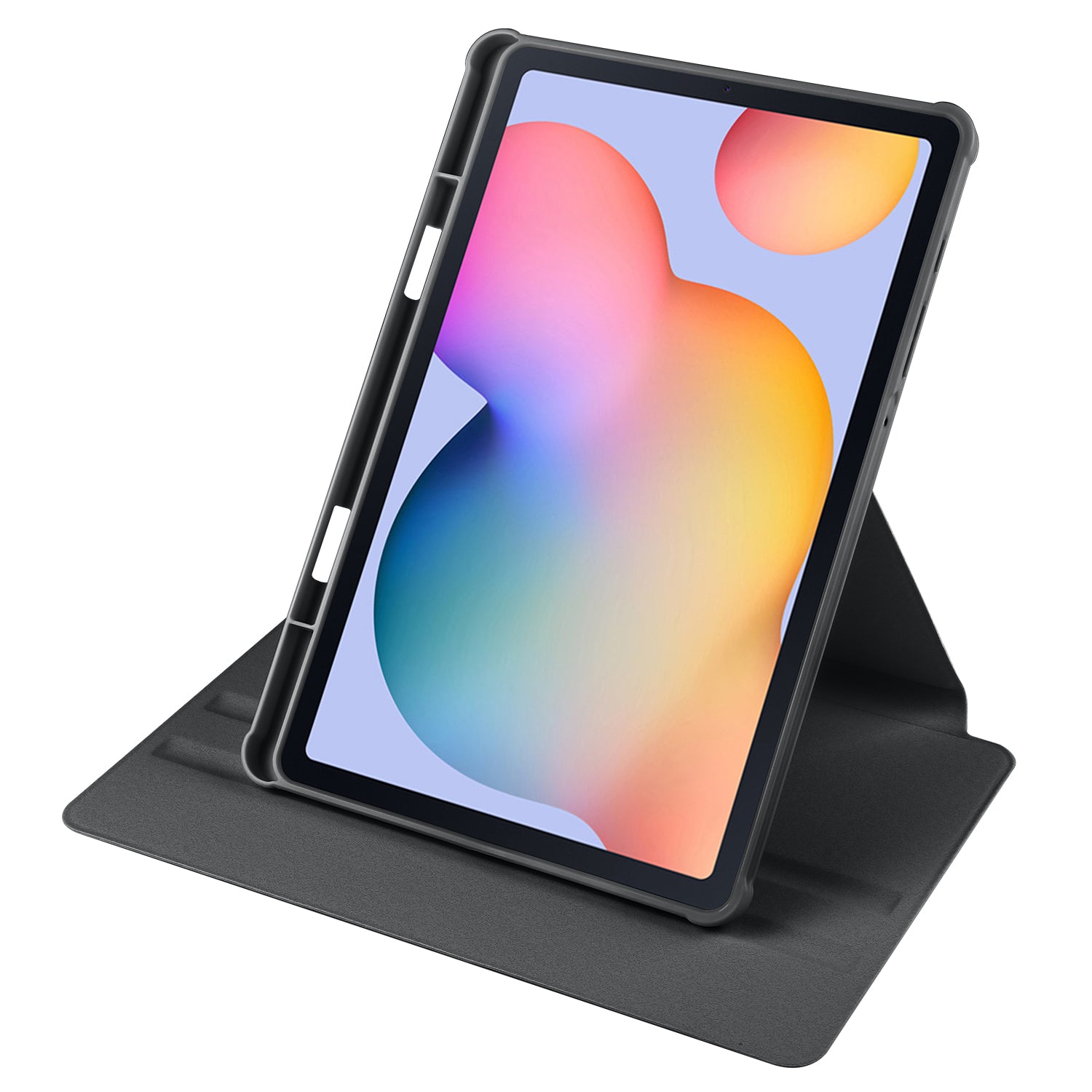 Uniqkart for Samsung Galaxy Tab S6 Lite / S6 Lite (2022) Anti-Drop Tablet Case 360-Degree Rotating Stand PU Leather Acrylic Cover - Black