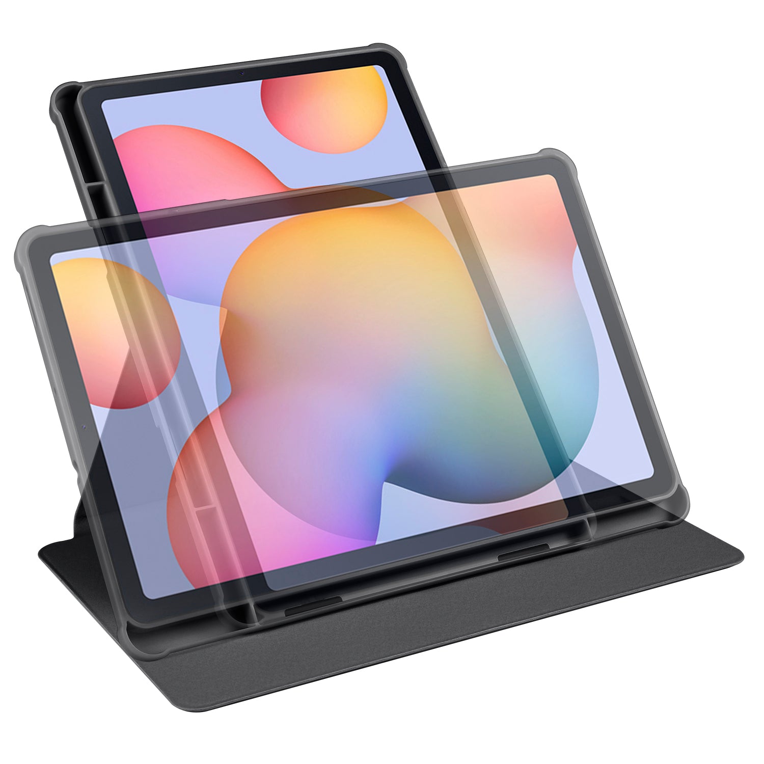 Uniqkart for Samsung Galaxy Tab S6 Lite / S6 Lite (2022) Anti-Drop Tablet Case 360-Degree Rotating Stand PU Leather Acrylic Cover - Black