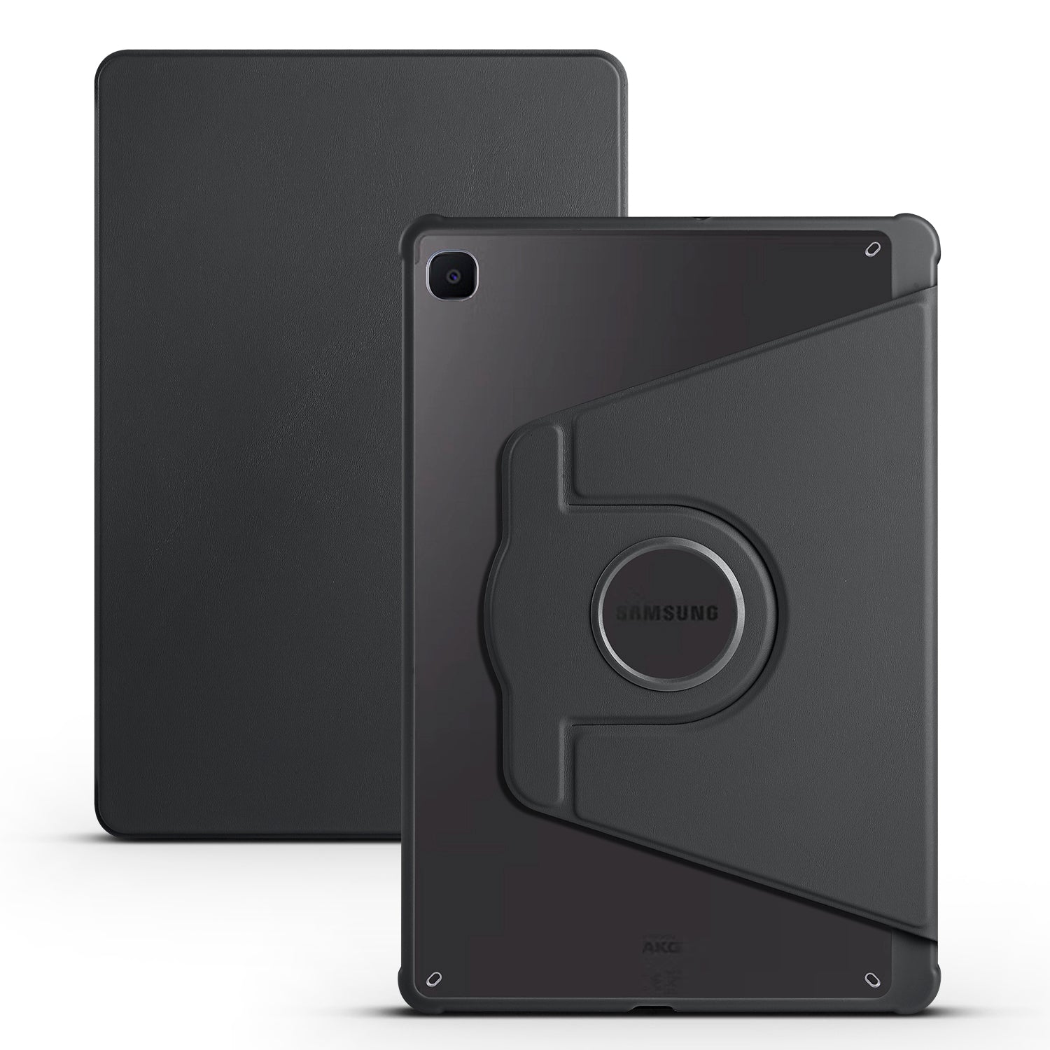 Uniqkart for Samsung Galaxy Tab S6 Lite / S6 Lite (2022) Anti-Drop Tablet Case 360-Degree Rotating Stand PU Leather Acrylic Cover - Black