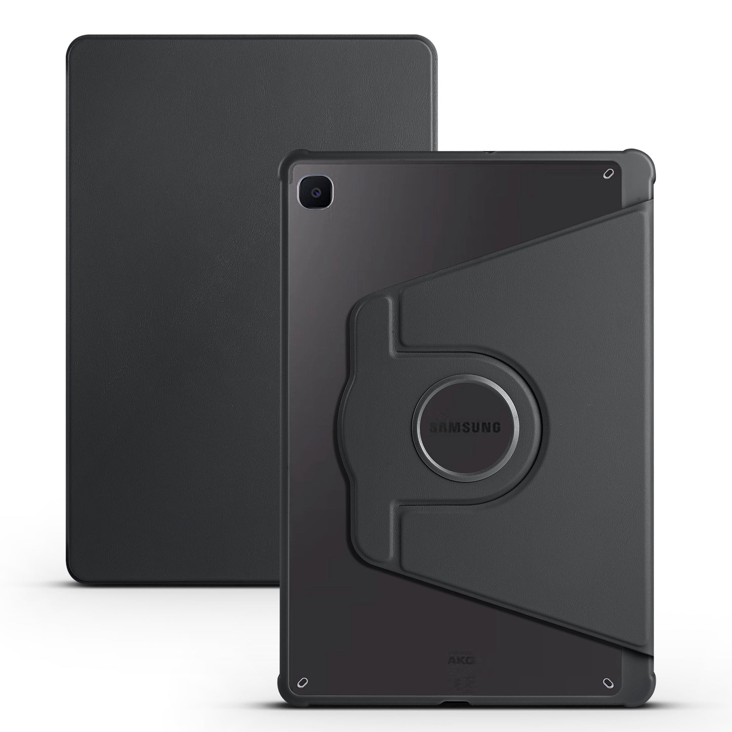 Uniqkart for Samsung Galaxy Tab S6 Lite / S6 Lite (2022) Anti-Drop Tablet Case 360-Degree Rotating Stand PU Leather Acrylic Cover - Black