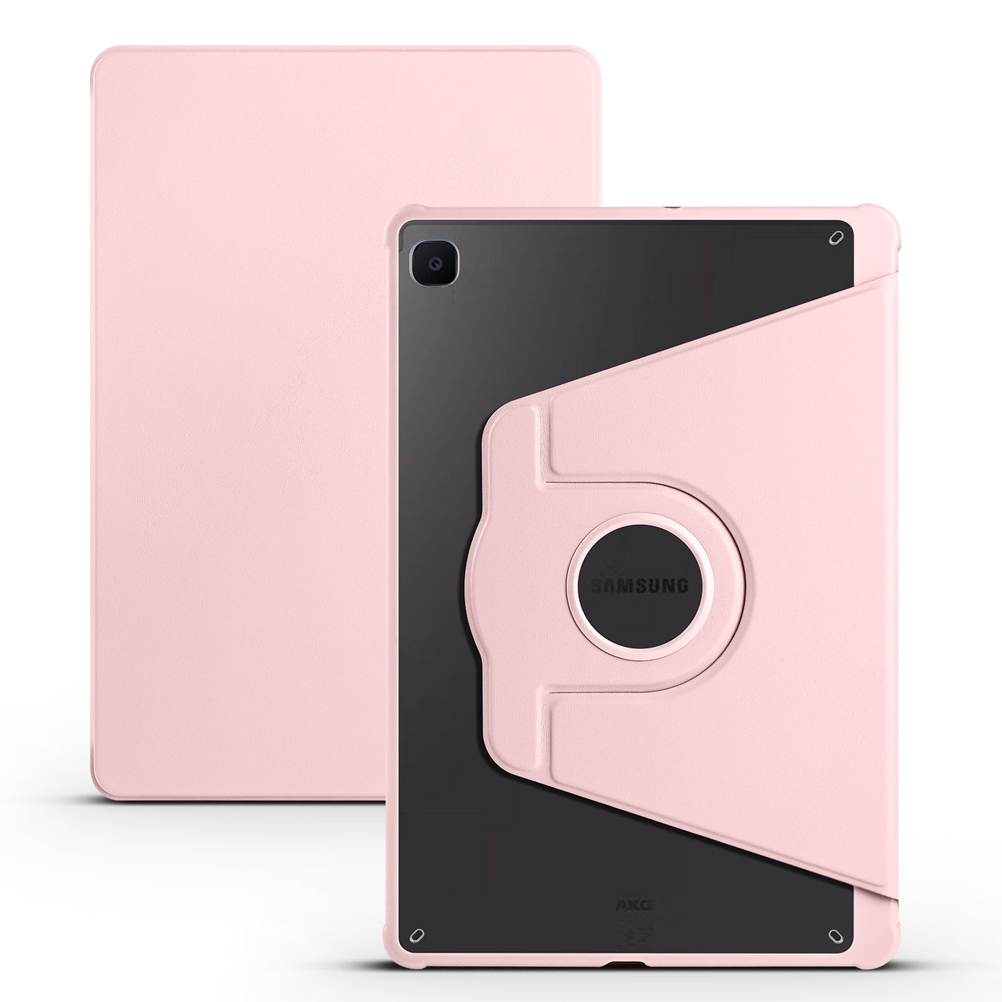Uniqkart for Samsung Galaxy Tab S6 Lite / S6 Lite (2022) Anti-Drop Tablet Case 360-Degree Rotating Stand PU Leather Acrylic Cover - Pink