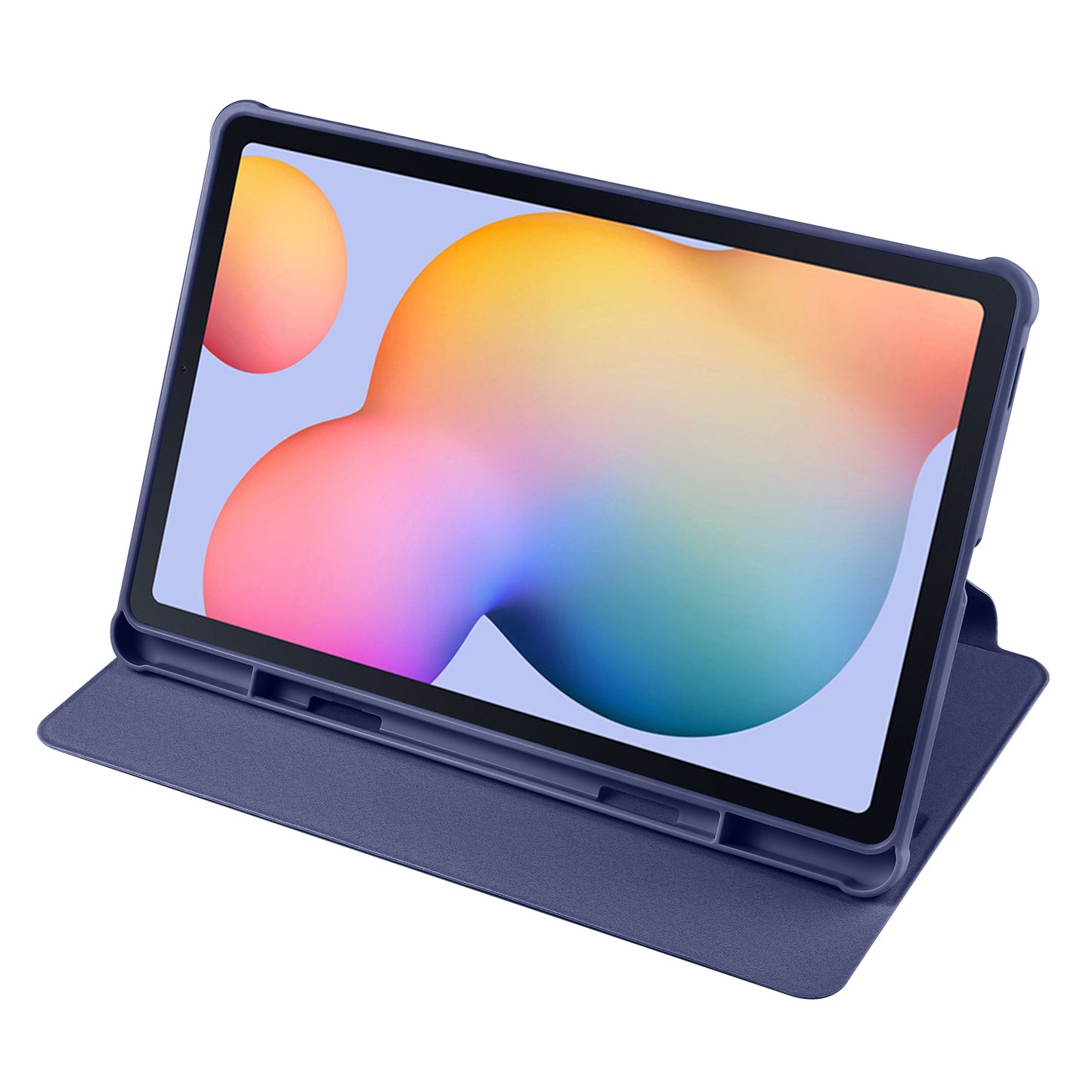 Uniqkart for Samsung Galaxy Tab S6 Lite / S6 Lite (2022) Anti-Drop Tablet Case 360-Degree Rotating Stand PU Leather Acrylic Cover - Dark Blue