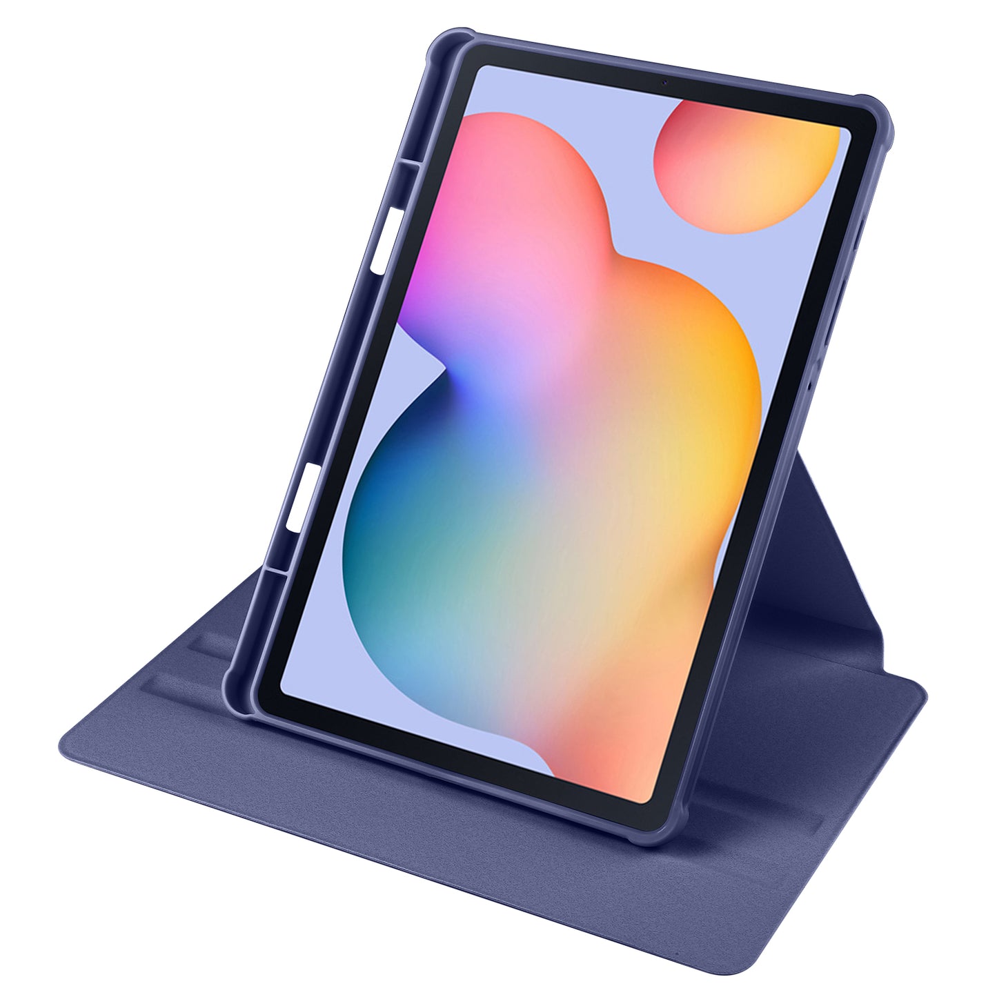 Uniqkart for Samsung Galaxy Tab S6 Lite / S6 Lite (2022) Anti-Drop Tablet Case 360-Degree Rotating Stand PU Leather Acrylic Cover - Dark Blue