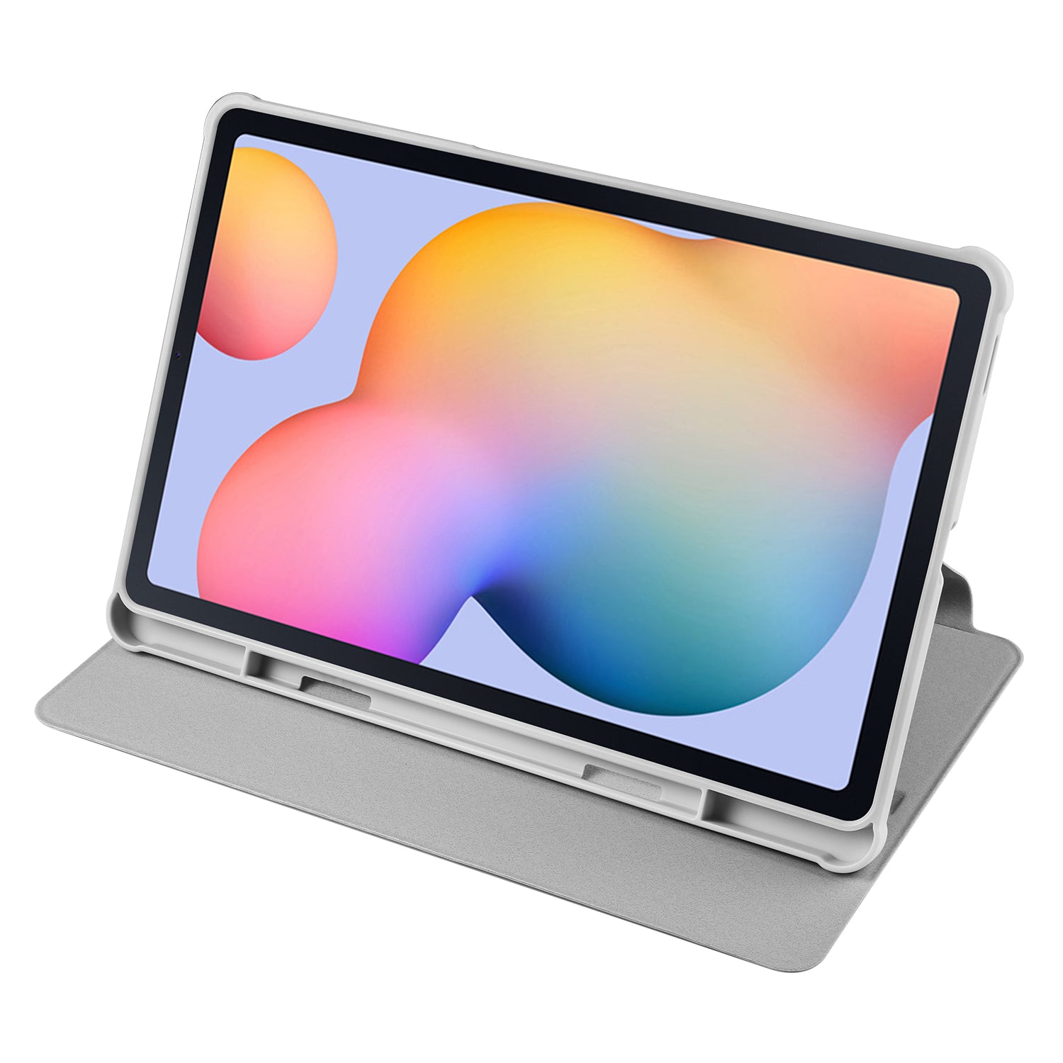 Uniqkart for Samsung Galaxy Tab S6 Lite / S6 Lite (2022) Anti-Drop Tablet Case 360-Degree Rotating Stand PU Leather Acrylic Cover - Grey