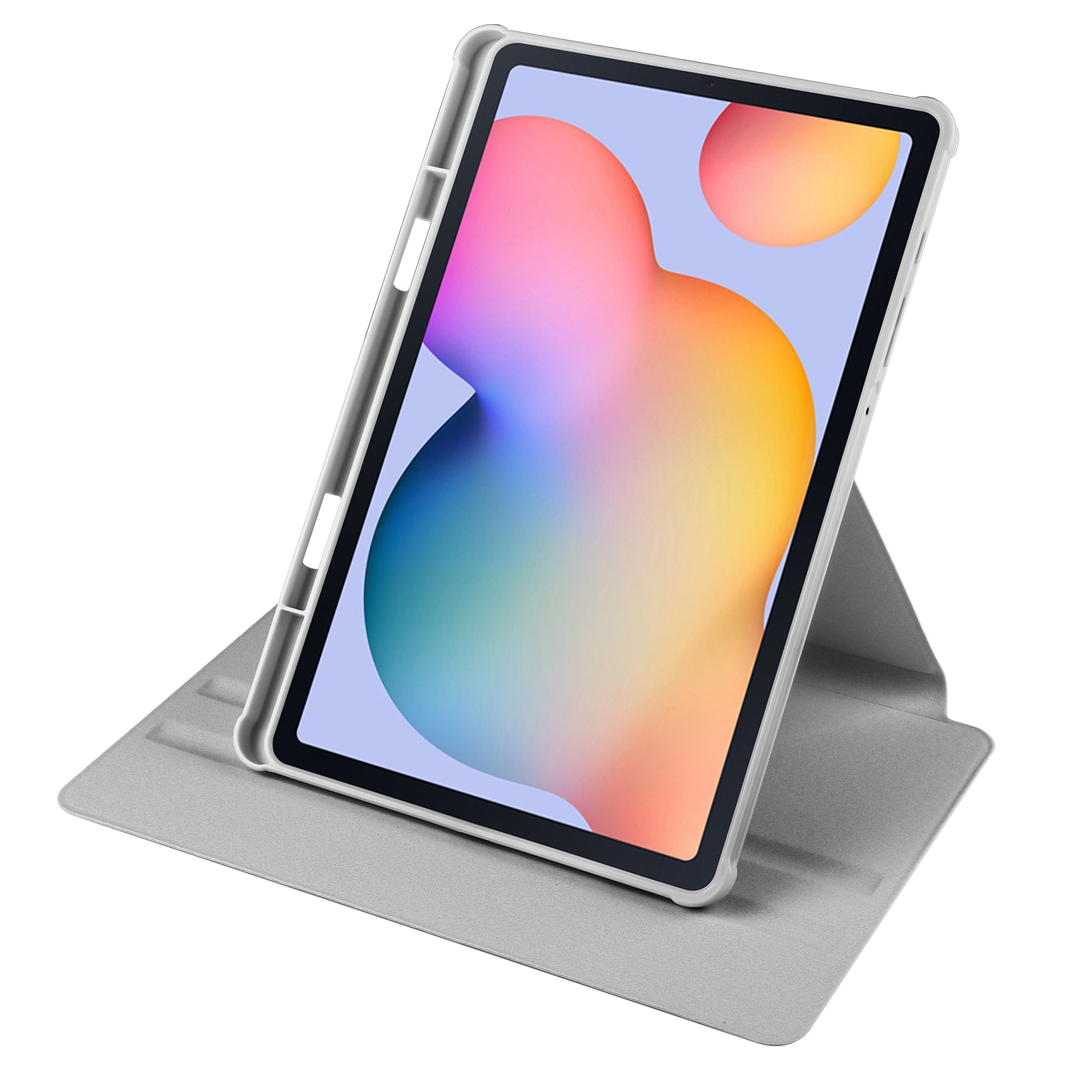 Uniqkart for Samsung Galaxy Tab S6 Lite / S6 Lite (2022) Anti-Drop Tablet Case 360-Degree Rotating Stand PU Leather Acrylic Cover - Grey