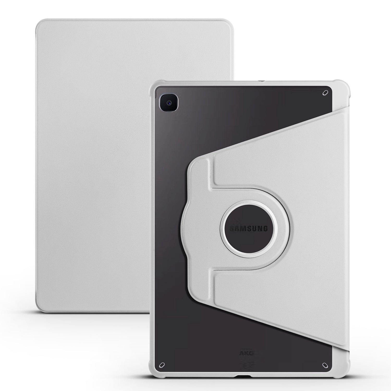 Uniqkart for Samsung Galaxy Tab S6 Lite / S6 Lite (2022) Anti-Drop Tablet Case 360-Degree Rotating Stand PU Leather Acrylic Cover - Grey