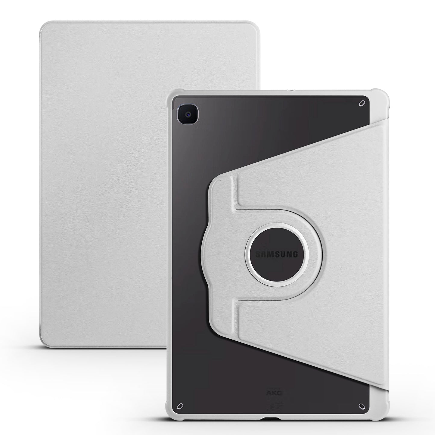 Uniqkart for Samsung Galaxy Tab S6 Lite / S6 Lite (2022) Anti-Drop Tablet Case 360-Degree Rotating Stand PU Leather Acrylic Cover - Grey