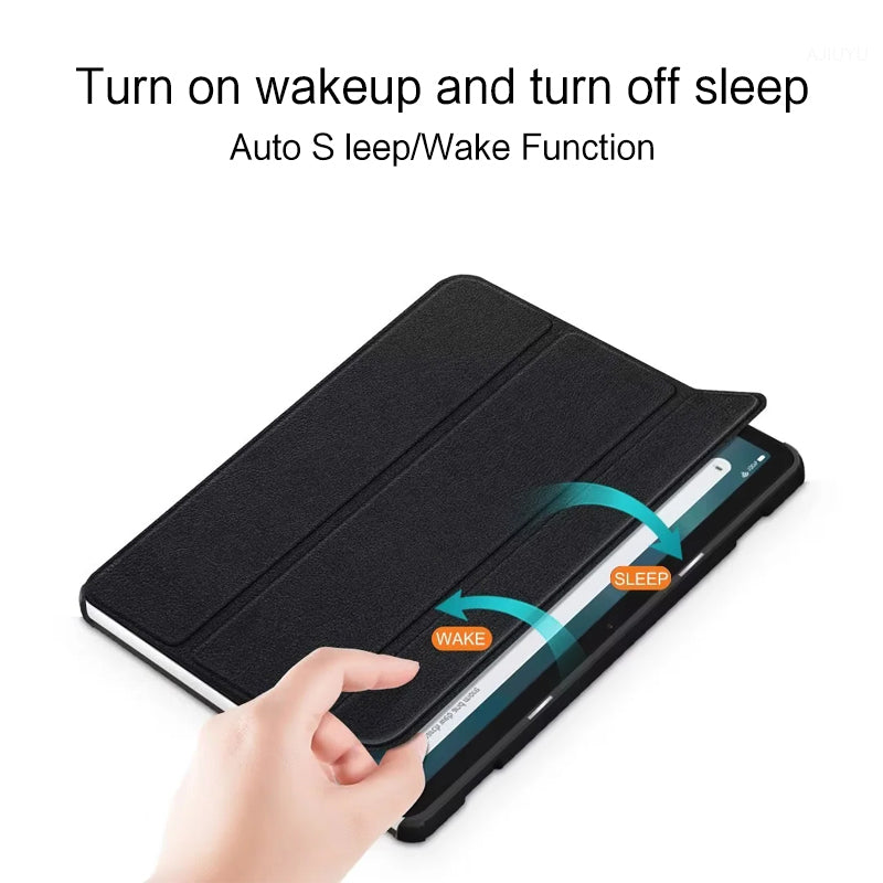 Uniqkart for Amazon Fire Max 11 Tri-fold Stand Tablet Case PU Leather Auto Wake / Sleep Full Body Protection Cover - Black