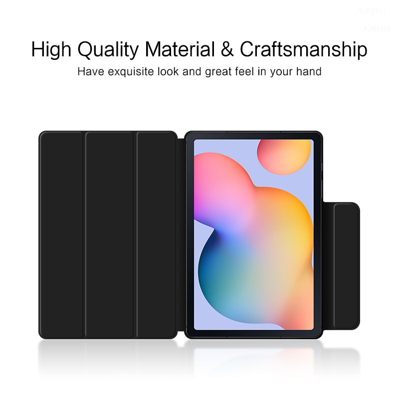 Tri-fold Stand Cover for Samsung Galaxy Tab S6 Lite / Tab S6 Lite (2022) , PU Leather Magnetic Smart Tablet Case - Black