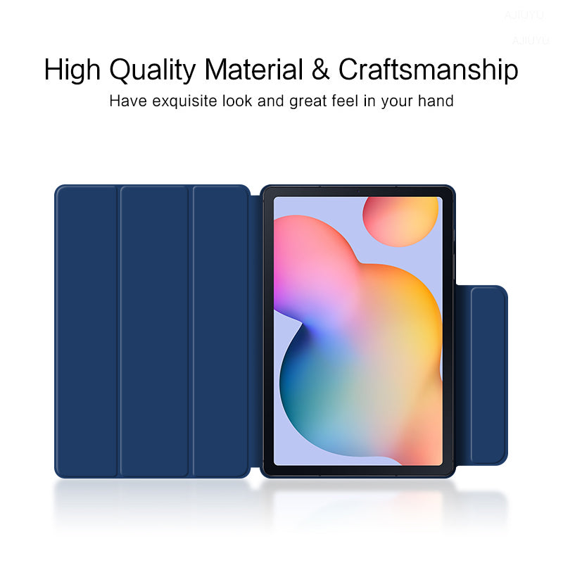 Tri-fold Stand Cover for Samsung Galaxy Tab S6 Lite / Tab S6 Lite (2022) , PU Leather Magnetic Smart Tablet Case - Blue