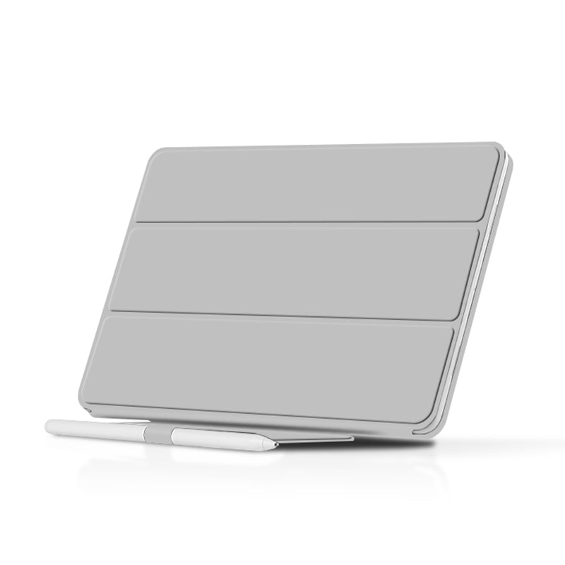 Uniqkart for Google Pixel Tablet Trifold Stand Magnetic Leather Tablet Cover Pen Holder Case with Hole Uniqkart for Charger Speaker Dock - Grey