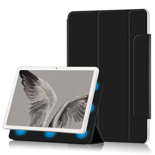 Uniqkart for Google Pixel Tablet Tri-fold Stand Cover PU Leather Magnetic Absorption Smart Tablet Case - Black