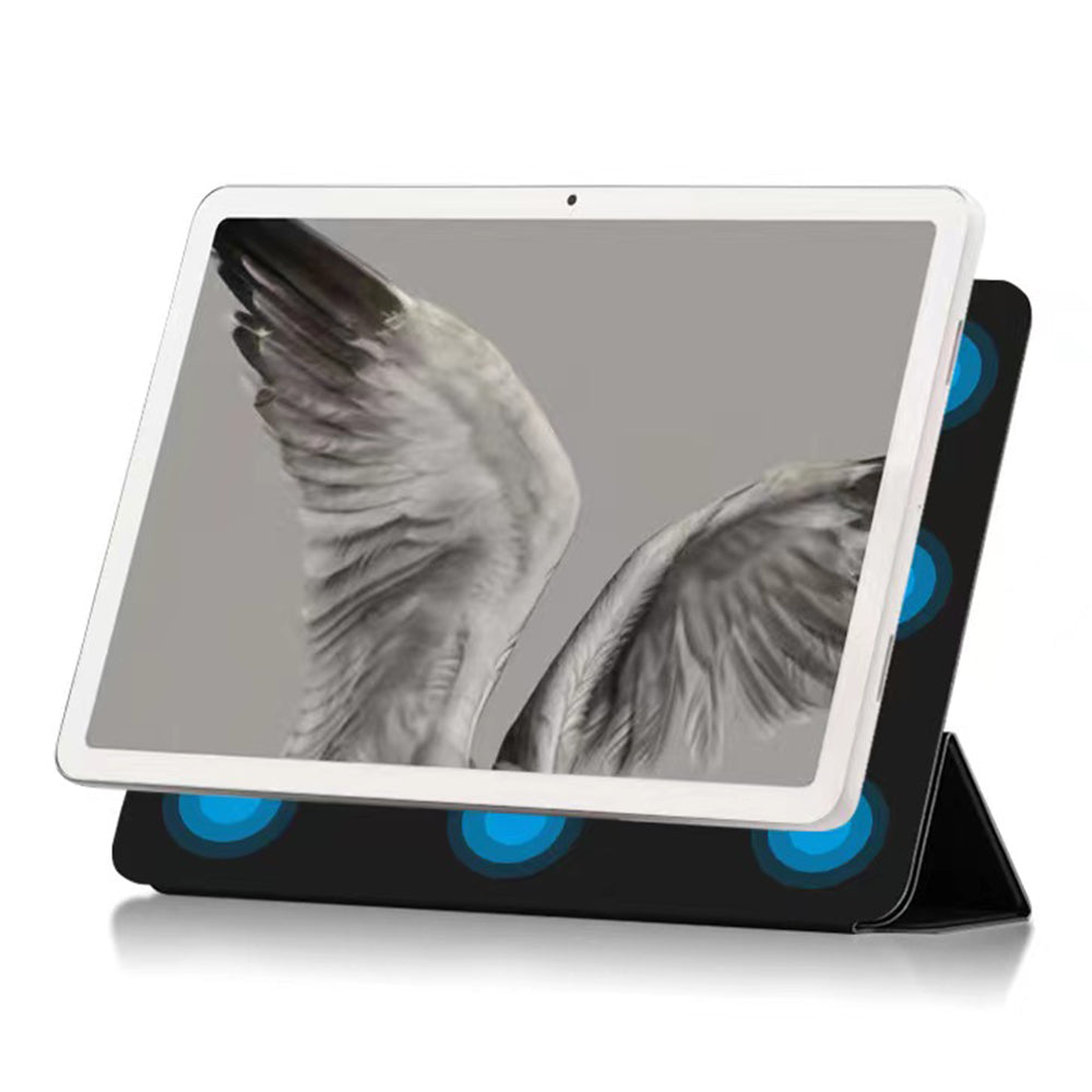 Uniqkart for Google Pixel Tablet Tri-fold Stand Cover PU Leather Magnetic Absorption Smart Tablet Case - Black