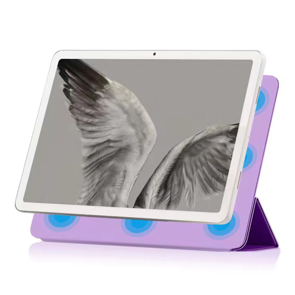 Uniqkart for Google Pixel Tablet Tri-fold Stand Cover PU Leather Magnetic Absorption Smart Tablet Case - Purple