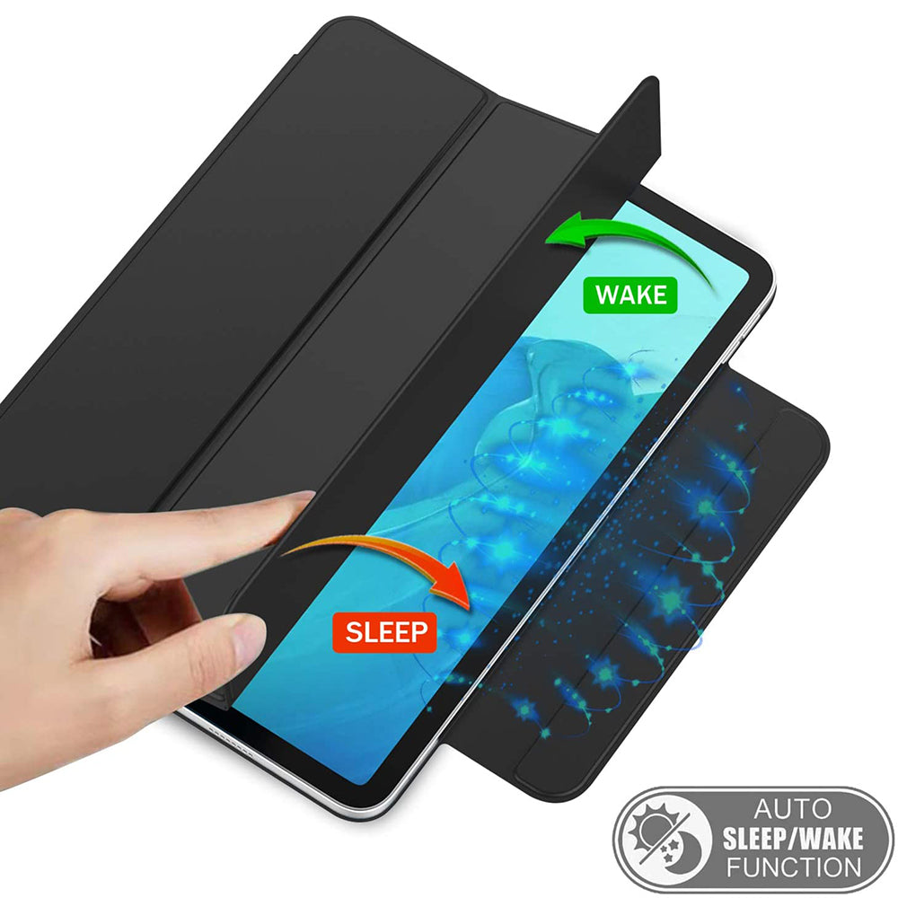 Uniqkart for Google Pixel Tablet Tri-fold Stand Cover PU Leather Magnetic Absorption Smart Tablet Case - Purple