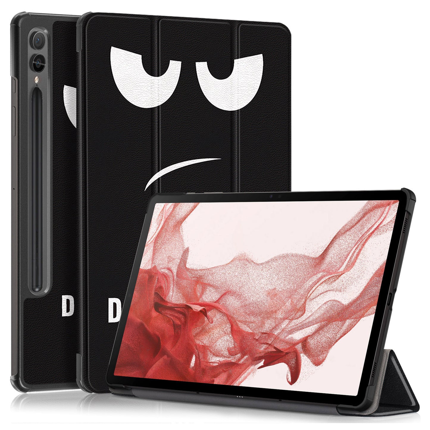 for Samsung Galaxy Tab S9+ Tri-fold Stand Cover PU Leather Pattern Printing Smart Tablet Case - Don&#39;t Touch Me