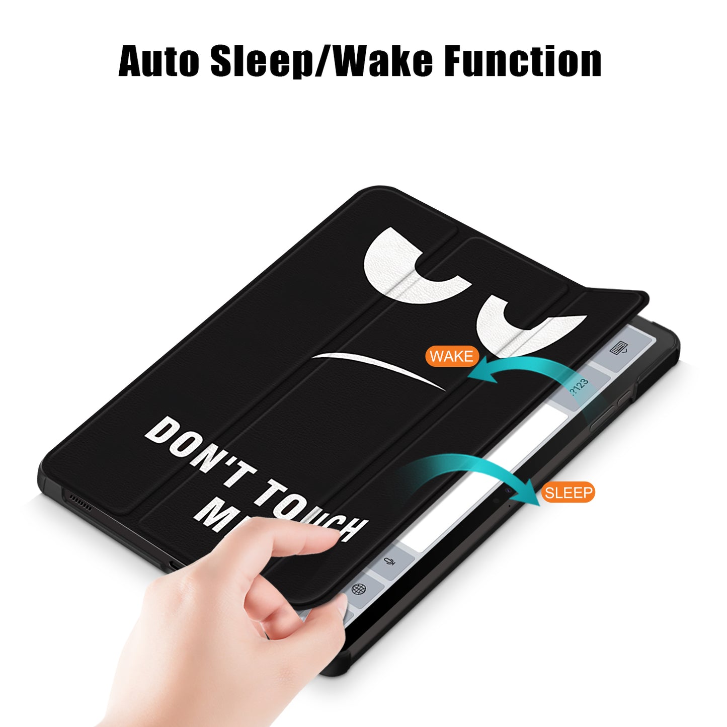 for Samsung Galaxy Tab S9+ Tri-fold Stand Cover PU Leather Pattern Printing Smart Tablet Case - Don&#39;t Touch Me