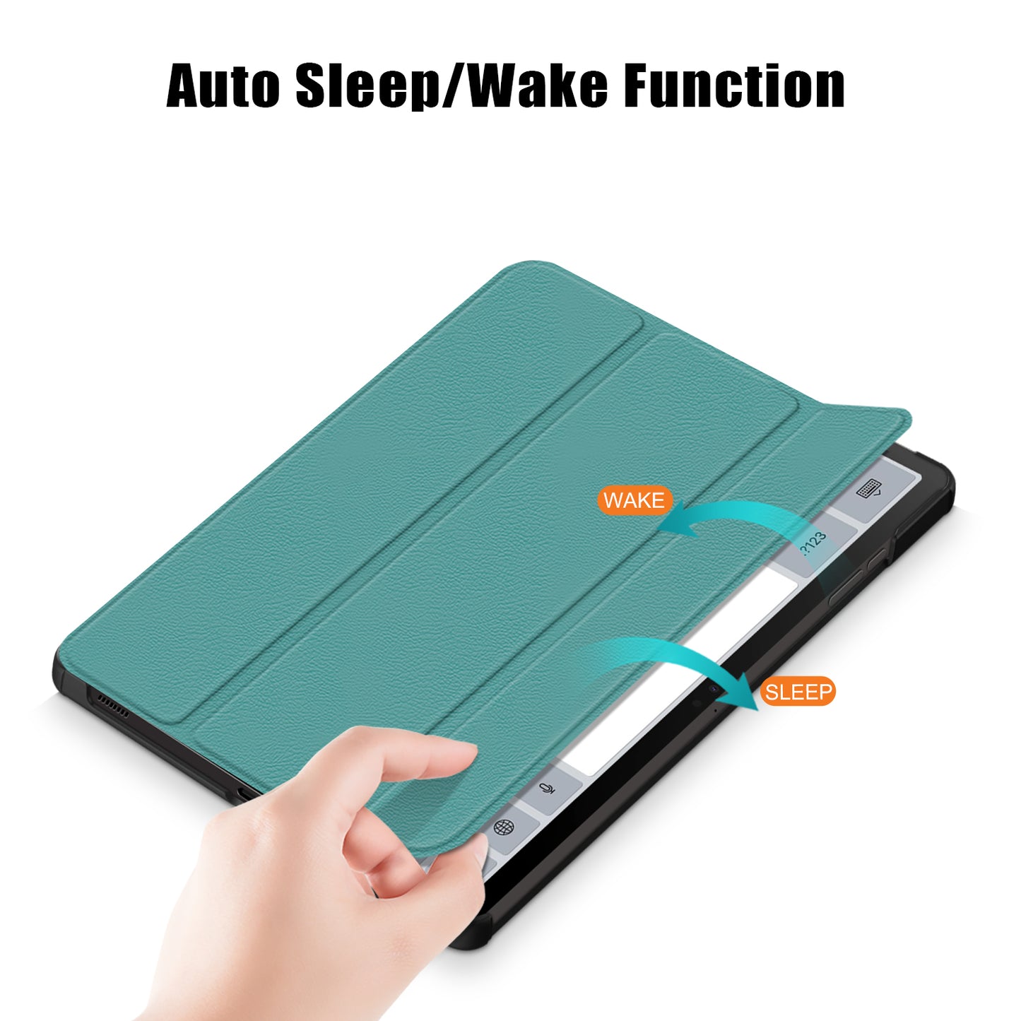 Uniqkart for Samsung Galaxy Tab S9+ PU Leather Trifold Stand Cover Auto Wake / Sleep Smart Tablet Case - Blackish Green