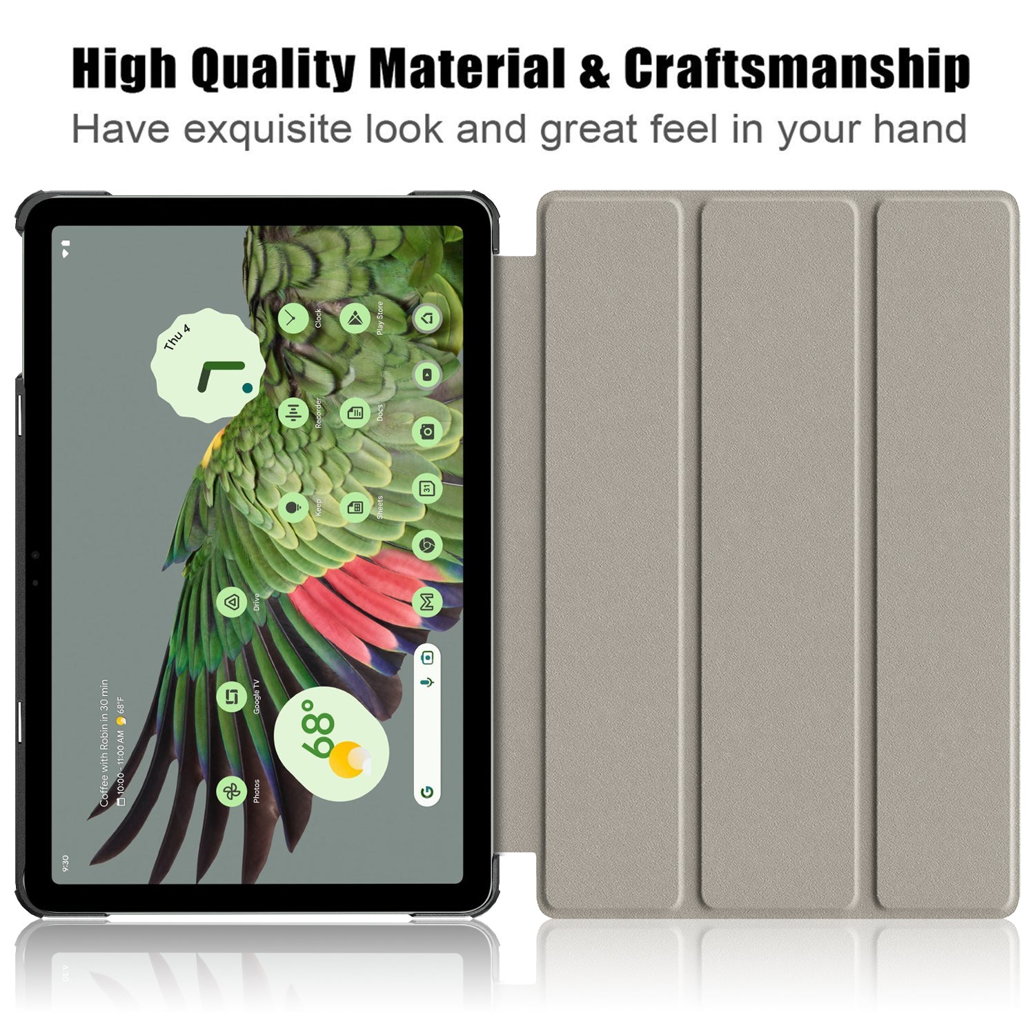 Pattern Printed Shockproof Case for Google Pixel Tablet Tri-fold Stand PU Leather Tablet Cover - Wave