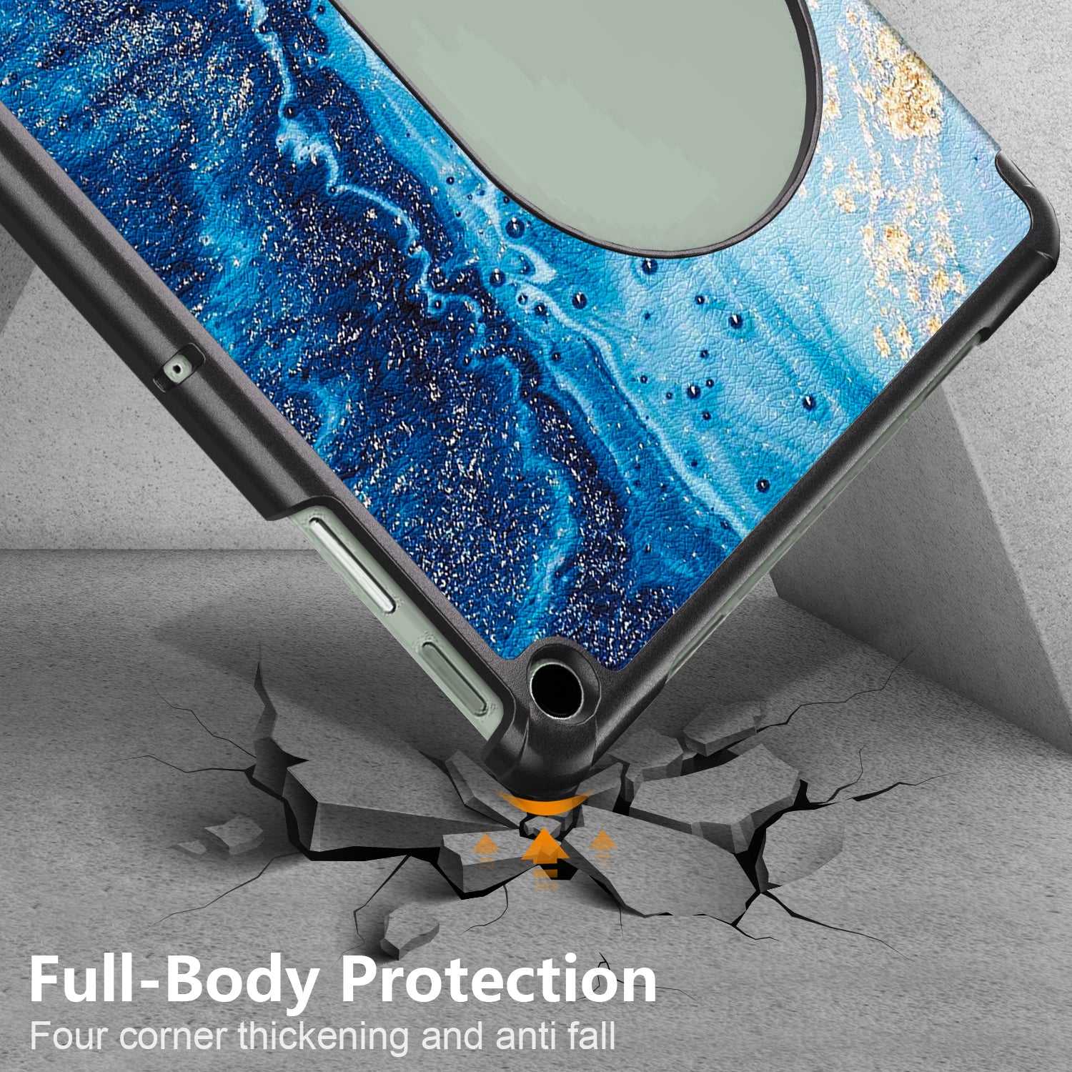 Pattern Printed Shockproof Case for Google Pixel Tablet Tri-fold Stand PU Leather Tablet Cover - Wave