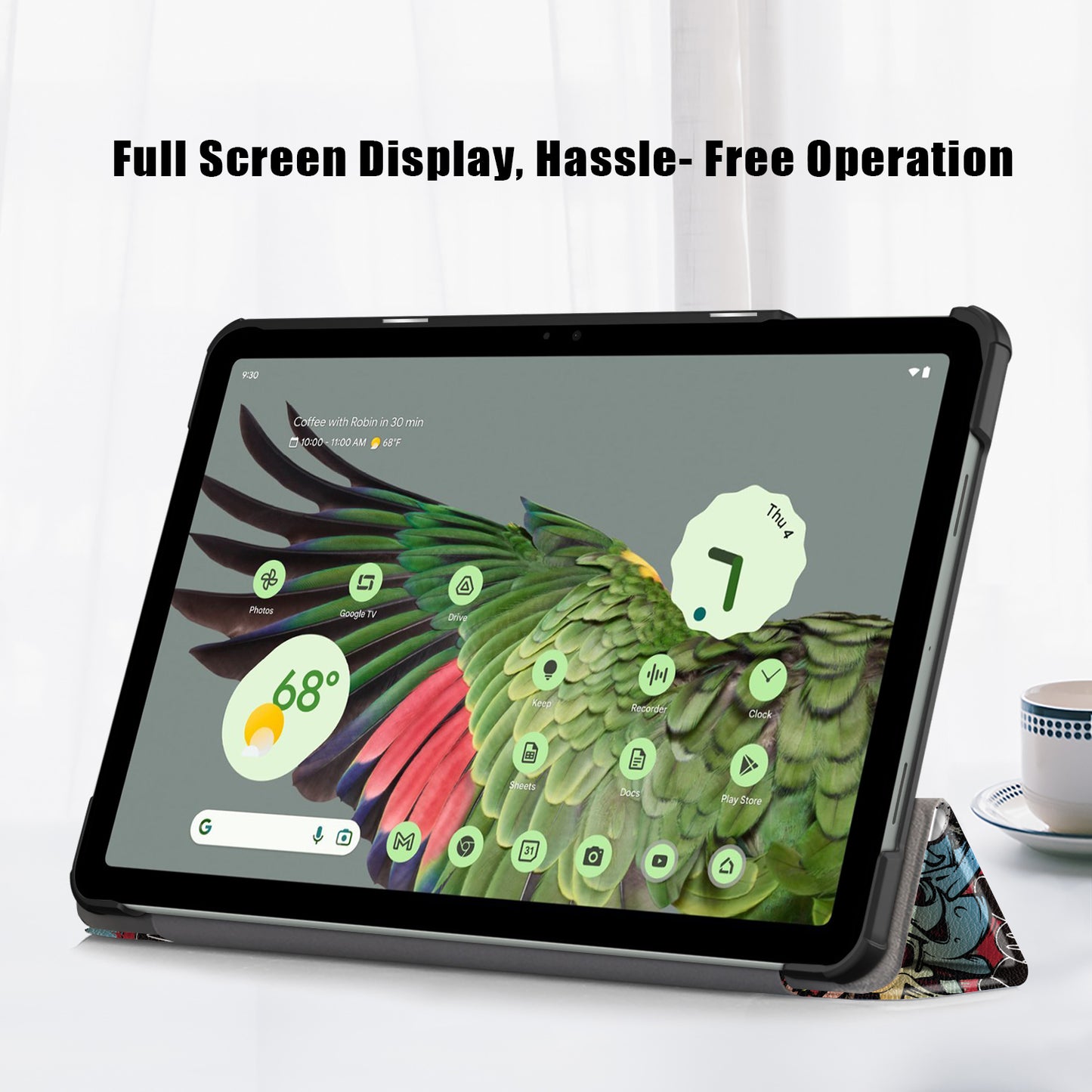 Pattern Printed Shockproof Case for Google Pixel Tablet Tri-fold Stand PU Leather Tablet Cover - Graffiti
