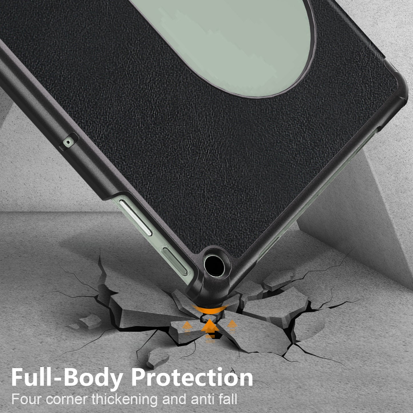 Pure Color Protective Case for Google Pixel Tablet PU Leather Anti-drop Tablet Cover with Case Tri-fold Stand - Black
