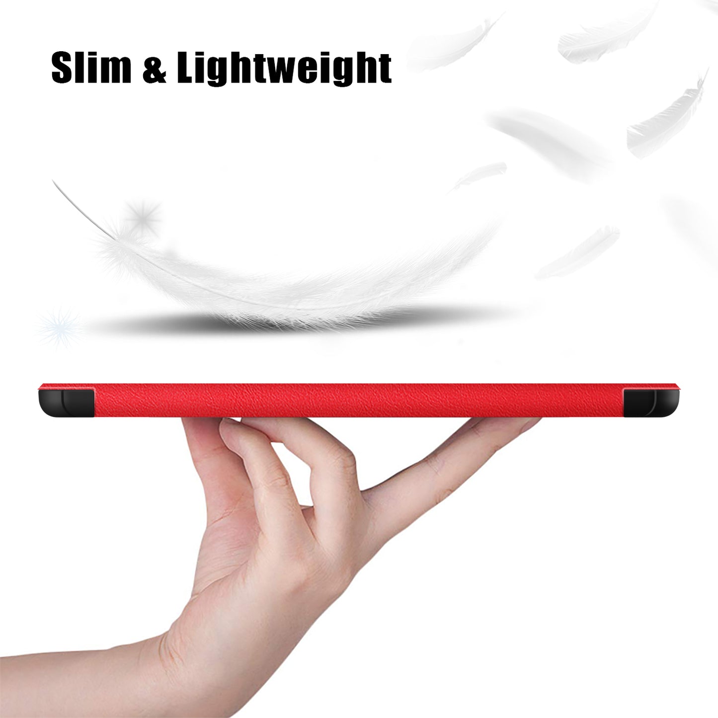 Pure Color Protective Case for Google Pixel Tablet PU Leather Anti-drop Tablet Cover with Case Tri-fold Stand - Red