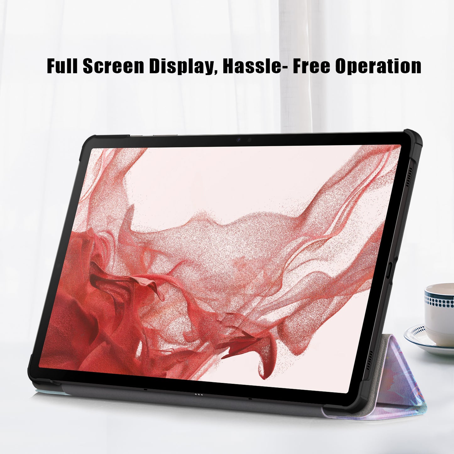 Uniqkart for Samsung Galaxy Tab S9 11-Inch SM-X710, SM-X716B, SM-X718U Pattern Printing Leather Tablet Case Trifold Stand Smart Cover  - Fantasy Deer