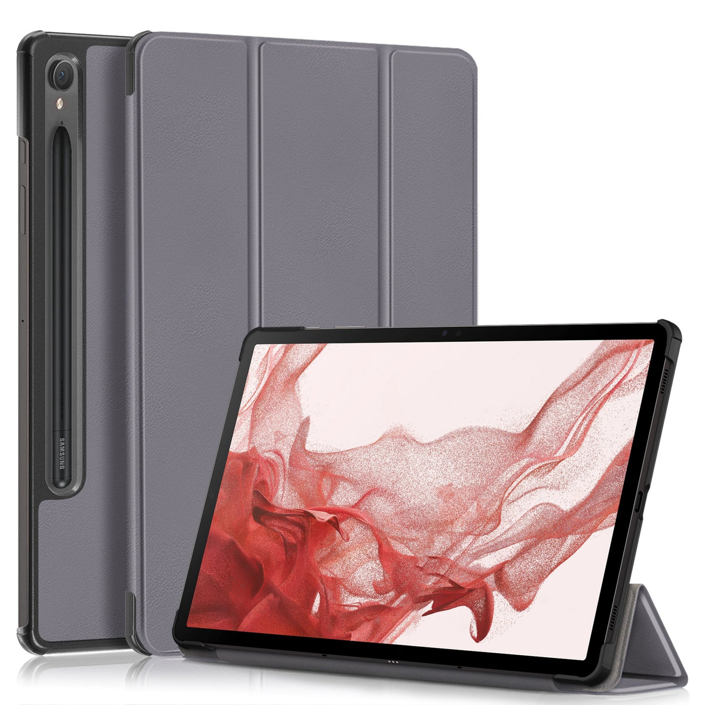 Uniqkart for Samsung Galaxy Tab S9 11-Inch SM-X710, SM-X716B, SM-X718U PU Leather Trifold Stand Cover Auto Wake  /  Sleep Smart Tablet Case - Grey