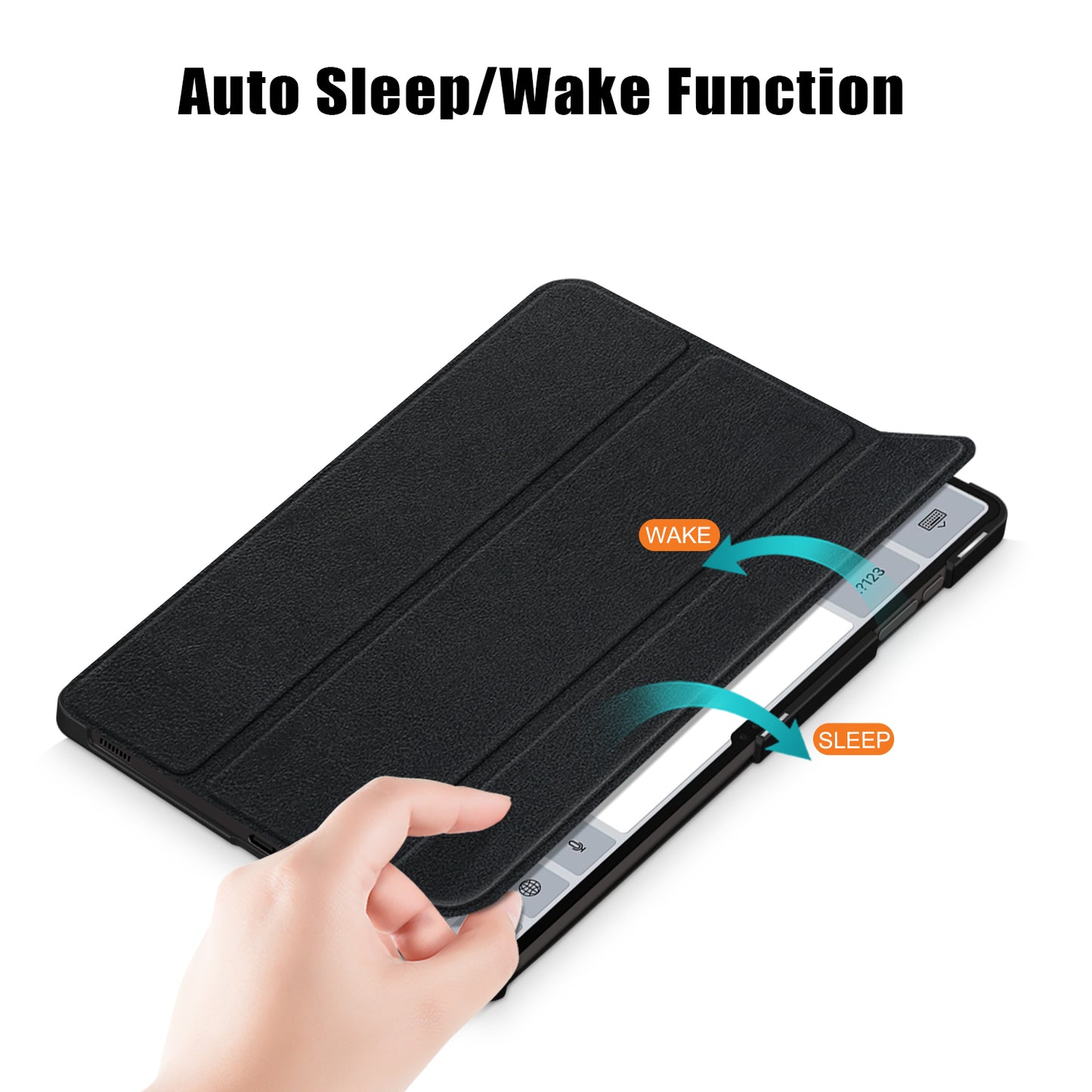 Leather Case for Samsung Galaxy Tab S9 Ultra SM-X910 M-X916B SM-X918U , Tri-fold Stand Anti-drop Tablet Cover - Black